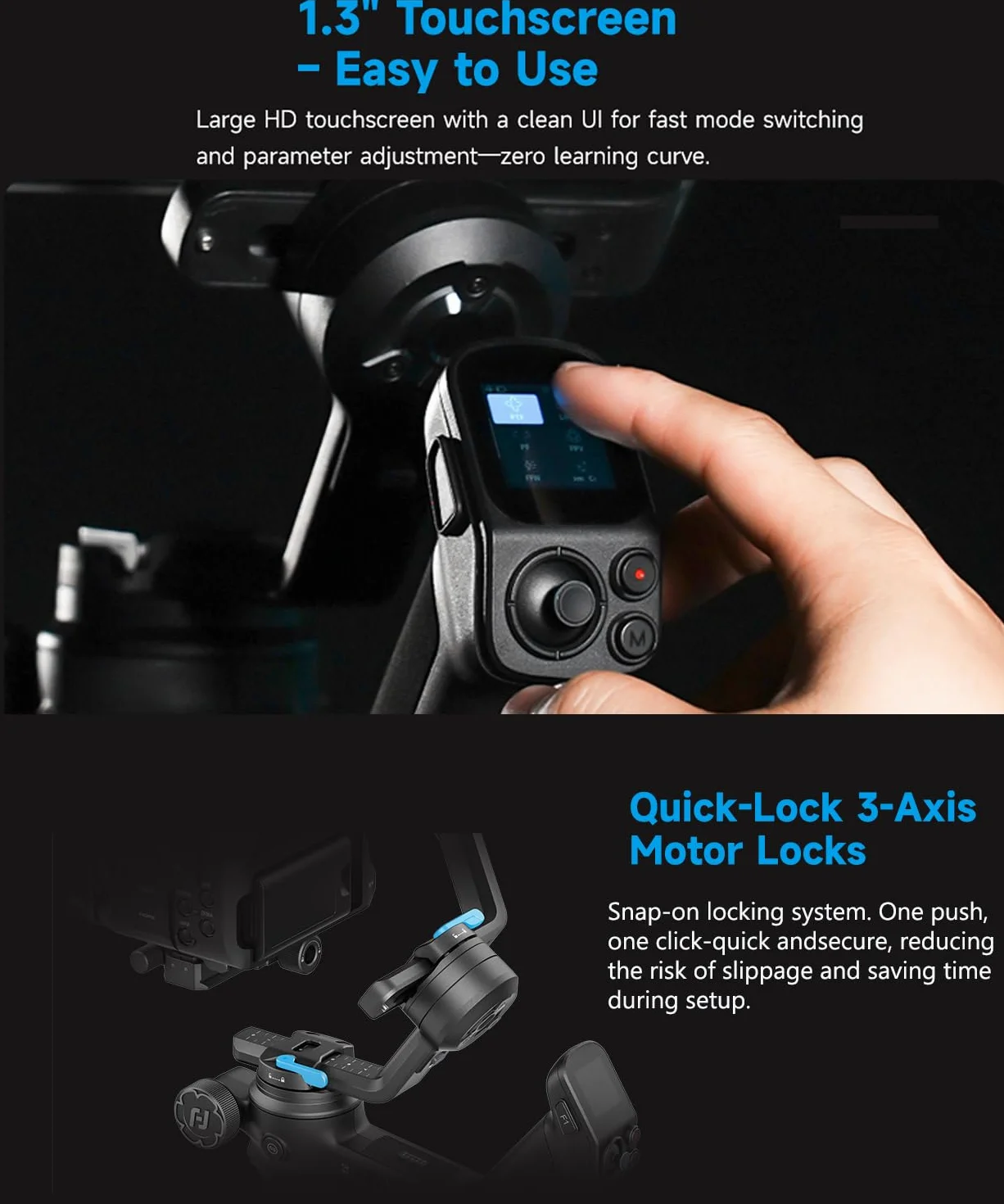 FeiyuTech SCORP 3 KIT Stabilizator kardanowy dla kamery, wbudowany śledzenie AI, stabilizator bezlusterkowca DSLR dla Sony/Canon/Nikon/Fujifilm, maks. 3.5KG/7.72lbs, ekran dotykowy, natywne pionowe