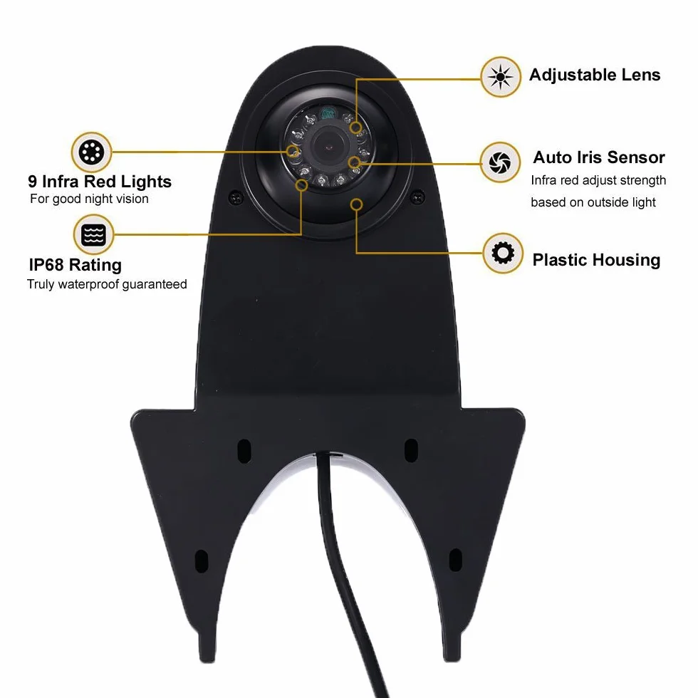Kamera cofania samochodu z widocznością w nocy, 12 diod LED, kąt 170°, wodoszczelna, system cofania + 4,3" LCD Auto Monitor do Citroen Berlingo Jumper Jumpy Nemo Dacia Dokker Van Nissan Navara HD