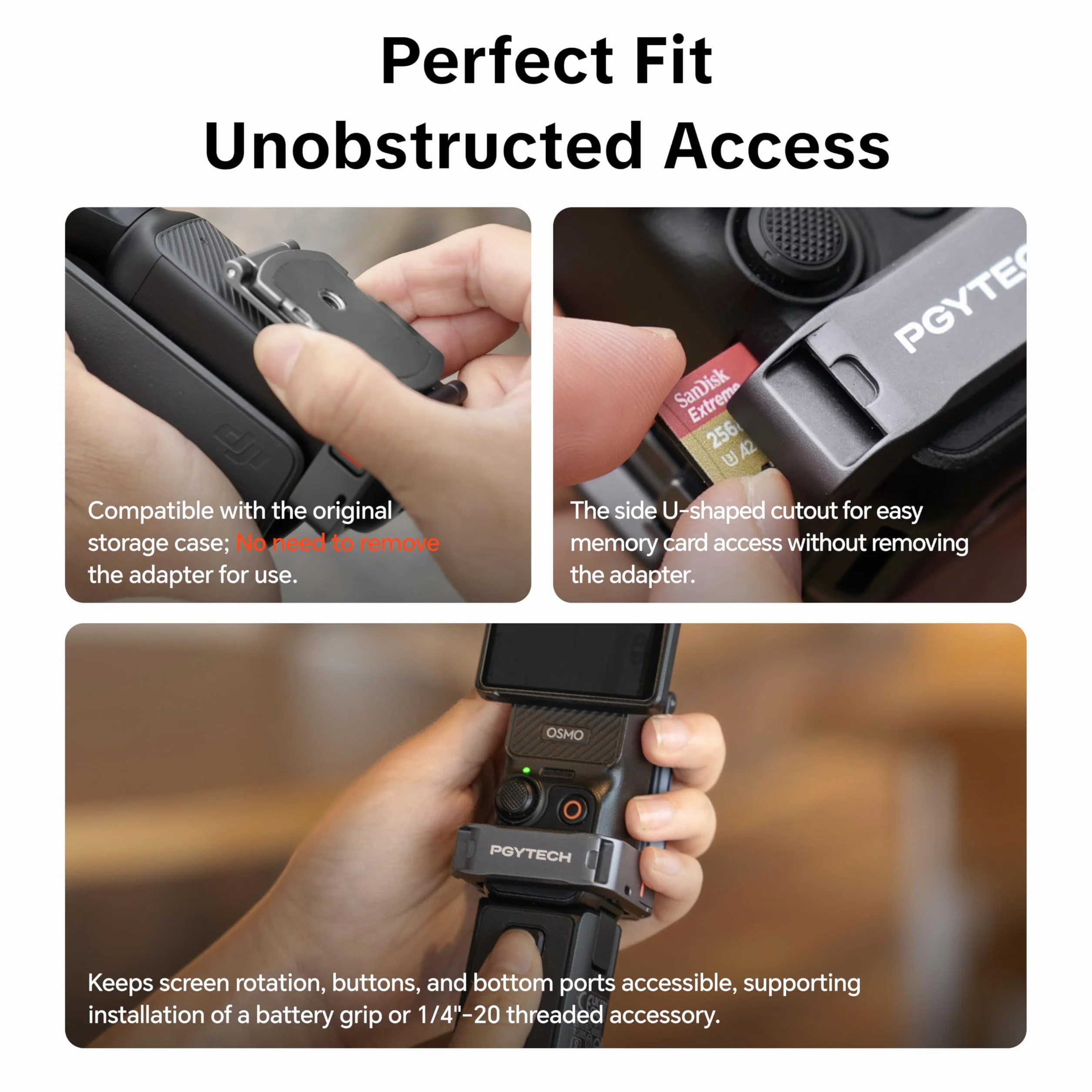 PGYTECH Klatka do Dji Osmo Pocket 3/4/4P/Xtra Muse, Ramka Rozszerzająca | Trwały Stop Aluminium, Szybkie Mocowanie Magnetyczne, Mocowanie Zimna Stopka i 1/4, Lekka Obudowa Ochronna