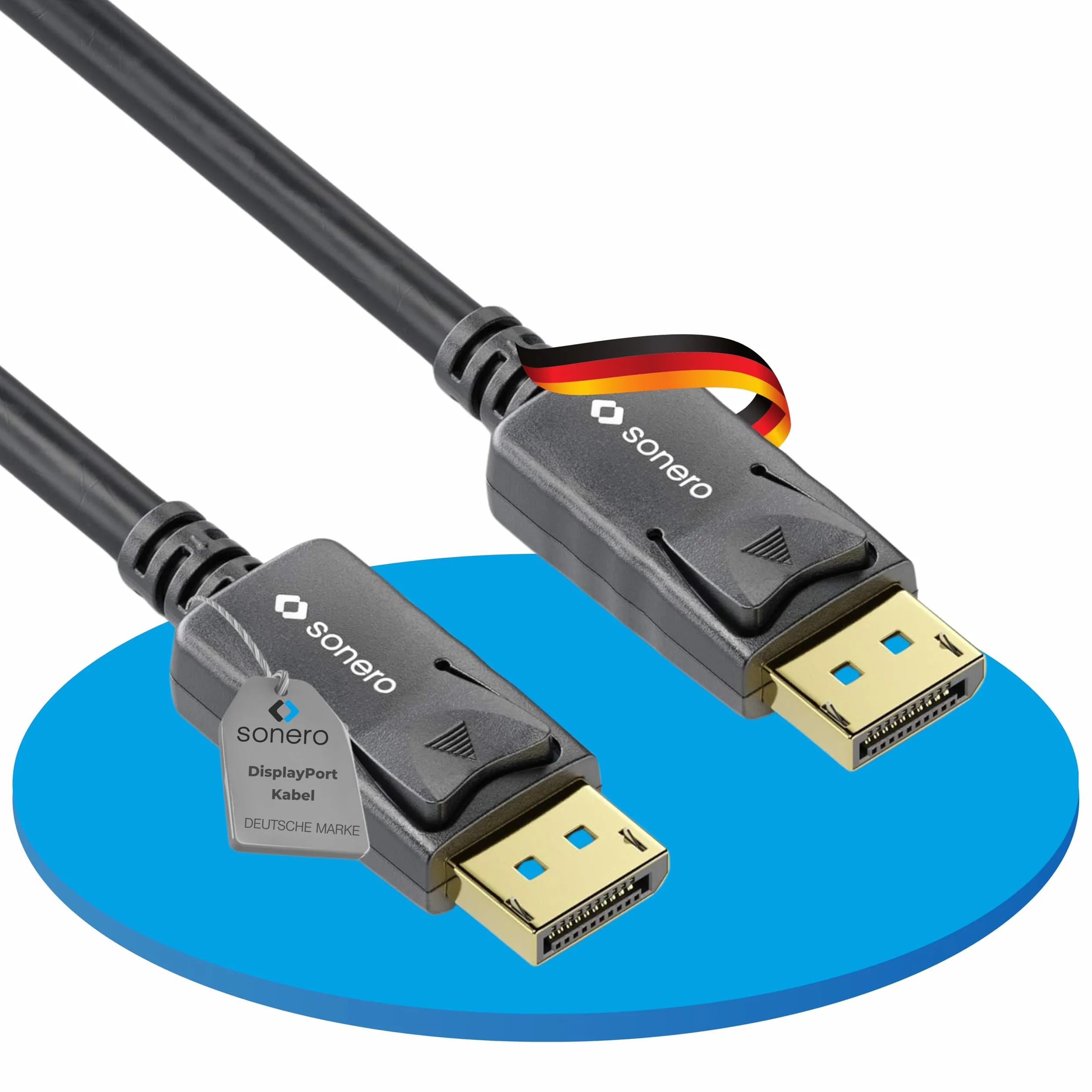 sonero Kabel DisplayPort 1.4 o długości 1,8 m, DisplayPort do DisplayPort, 8K przy 60 Hz, czarny