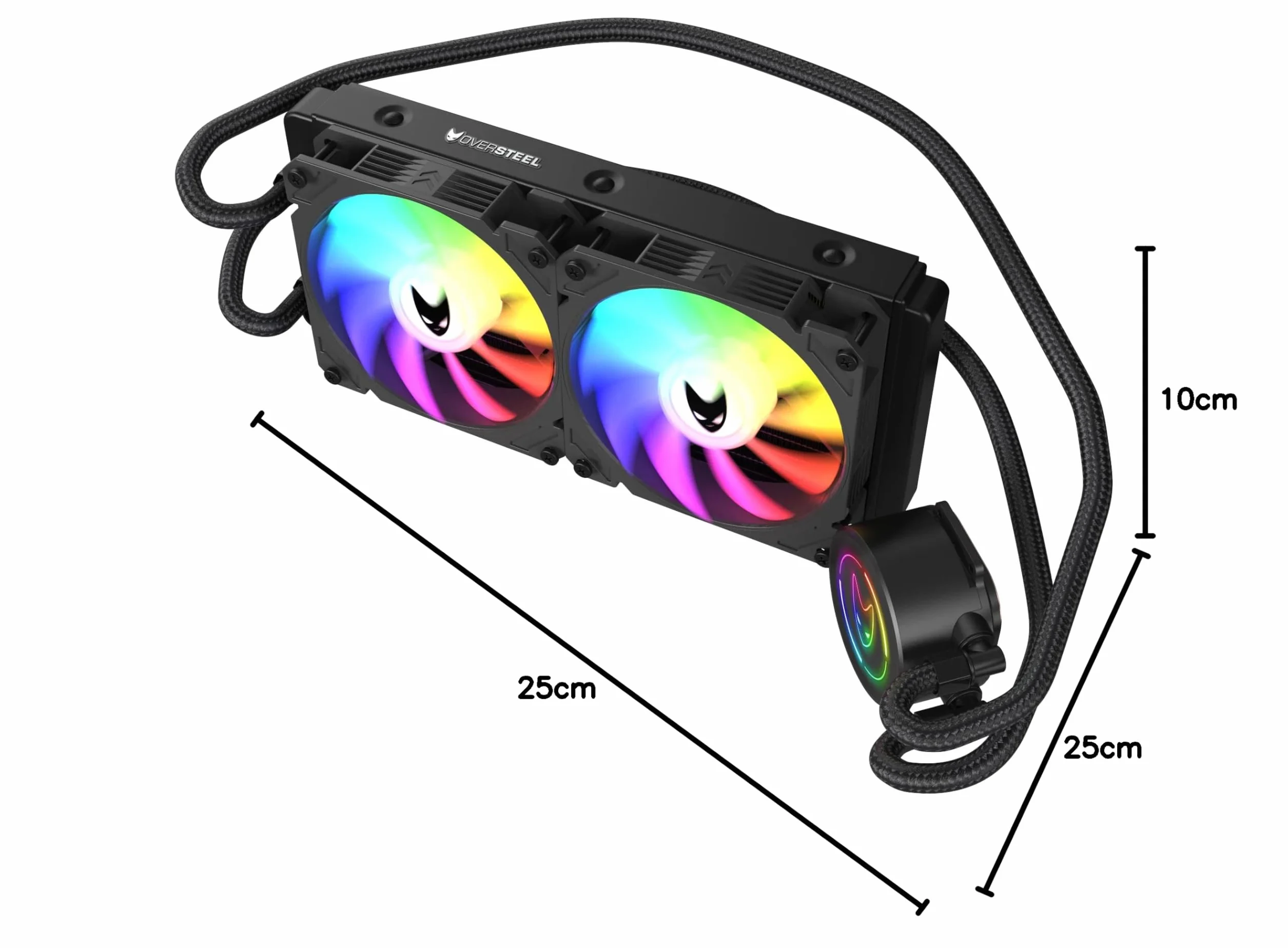 Oversteel ZIRCON Liquid Cooling 240mm, System All-in-one z 3-stopniową instalacją, Zoptymalizowany transfer ciepła, Kompatybilny z Intel i AMD AM4, Kolor Czarny