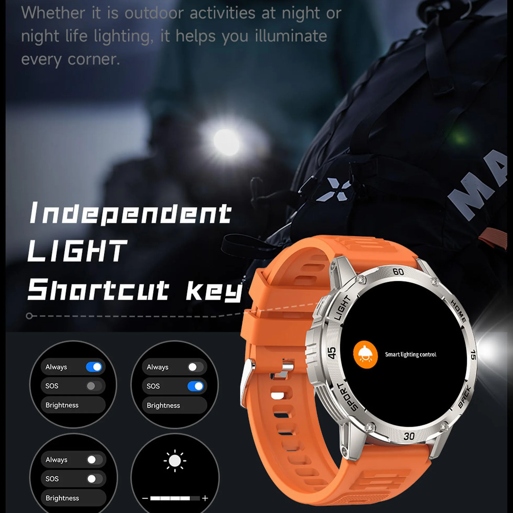 Wojskowy inteligentny zegarek (odbieranie/nawiązywanie połączeń) dla mężczyzn, smartwatch 1,53" do Androida i iPhone'a, monitor fitness IP68 z latarką/kompasem/pomiarem tętna/snem/100+ trybami