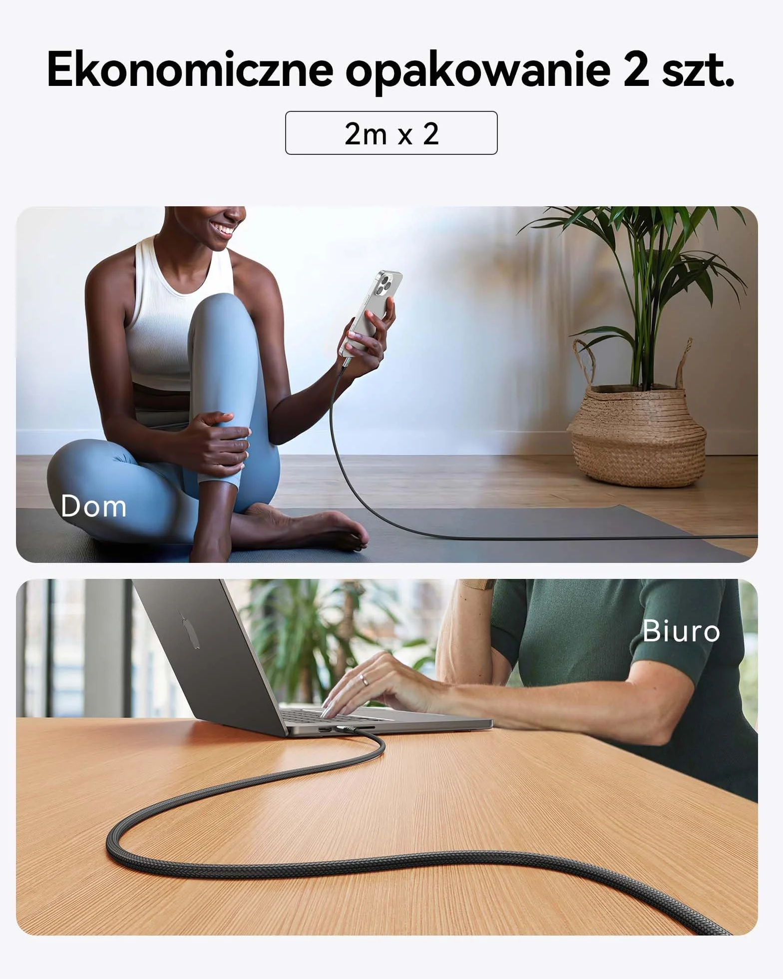 INIU Kabel USB C na USB C 240W 2M 2 Sztuki 48V/5A PD 3.0 Szybkie Ładowanie Nylonowy Pleciony do iPhone 16 15 Pro Max Plus Samsung Galaxy S24 S23 iPad MacBook Google