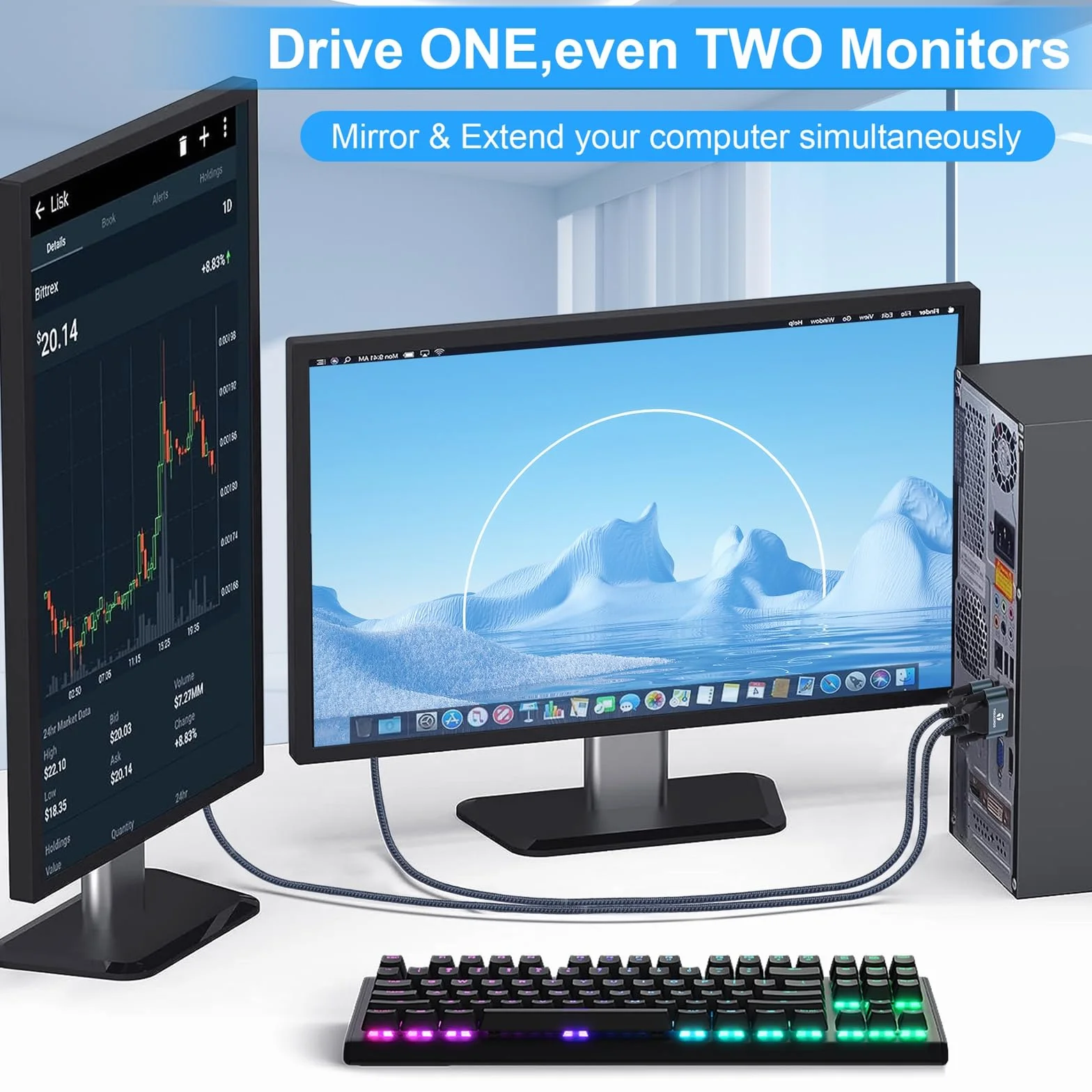 Thsucords Kabel DVI na VGA 1M, Jednokierunkowy Adapter DVI-D na VGA, Męski Pozłacany Pleciony Przewód,1080P Full HD do Telewizora HD, Komputera, Laptopa, Monitora, Projektora