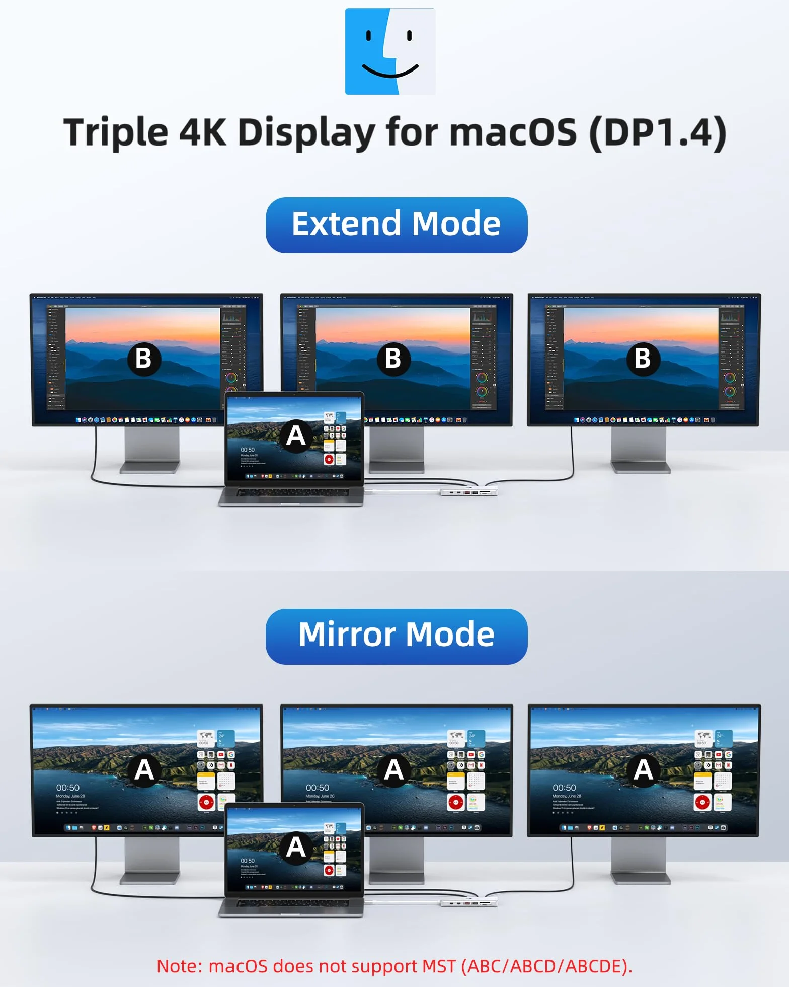 Stacja dokująca USB C 3 monitory 13 w 1 USB-C Hub z 2 HDMI 4K 60 Hz, 8K 30 Hz DisplayPort, VGA, 3 USB 3.1 10 Gb/s, PD 100 W, Gigabit Ethernet, adapter multi-monitora do MacBook Dell HP, kolor srebrny