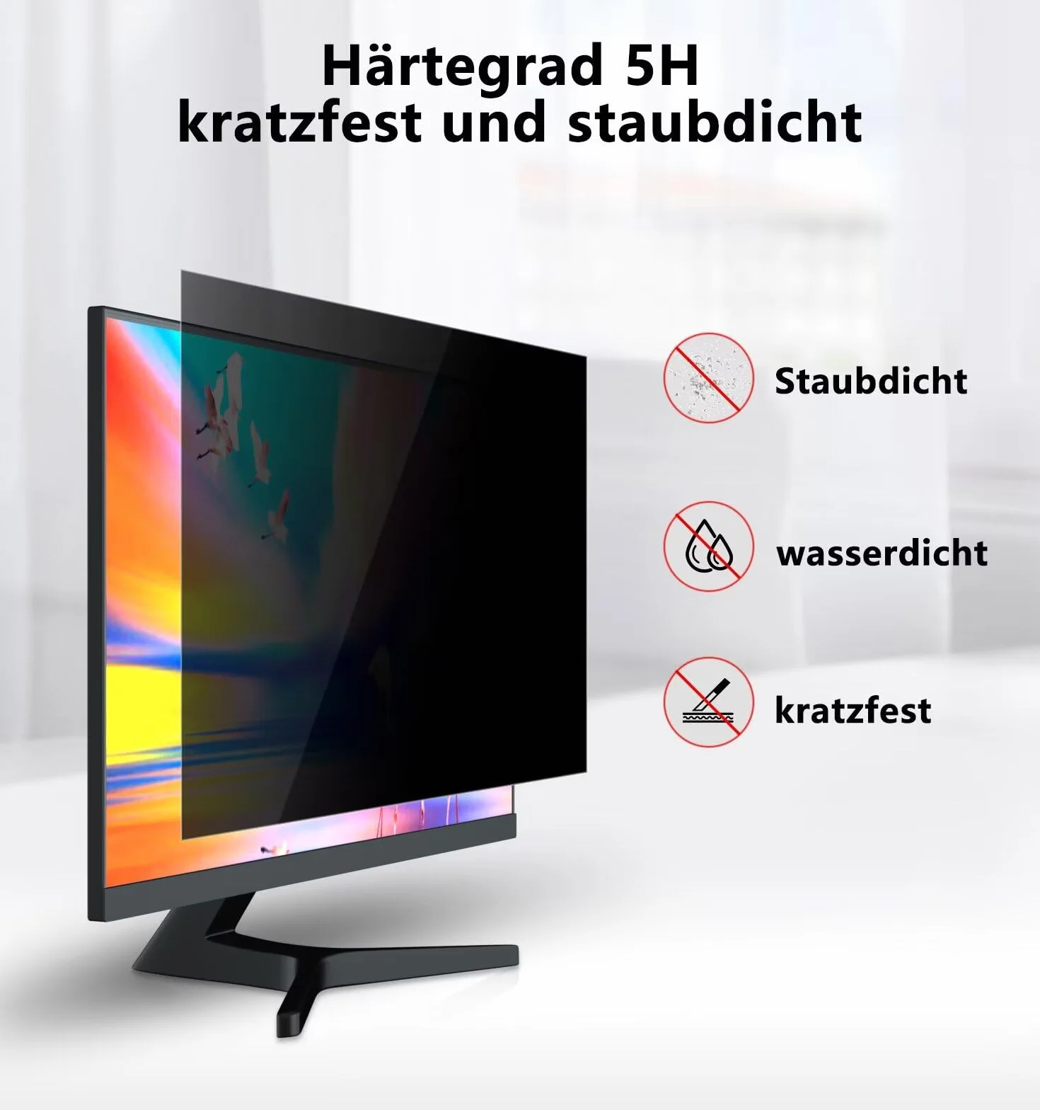 PYS 23,8-calowy filtr prywatności komputera do panoramicznego monitora komputerowego [współczynnik proporcji 16:9] odporny na zarysowania / zapobiegający zarysowaniom folia ochronna dla poufności danych. Blokuje 96% promieniowania UV