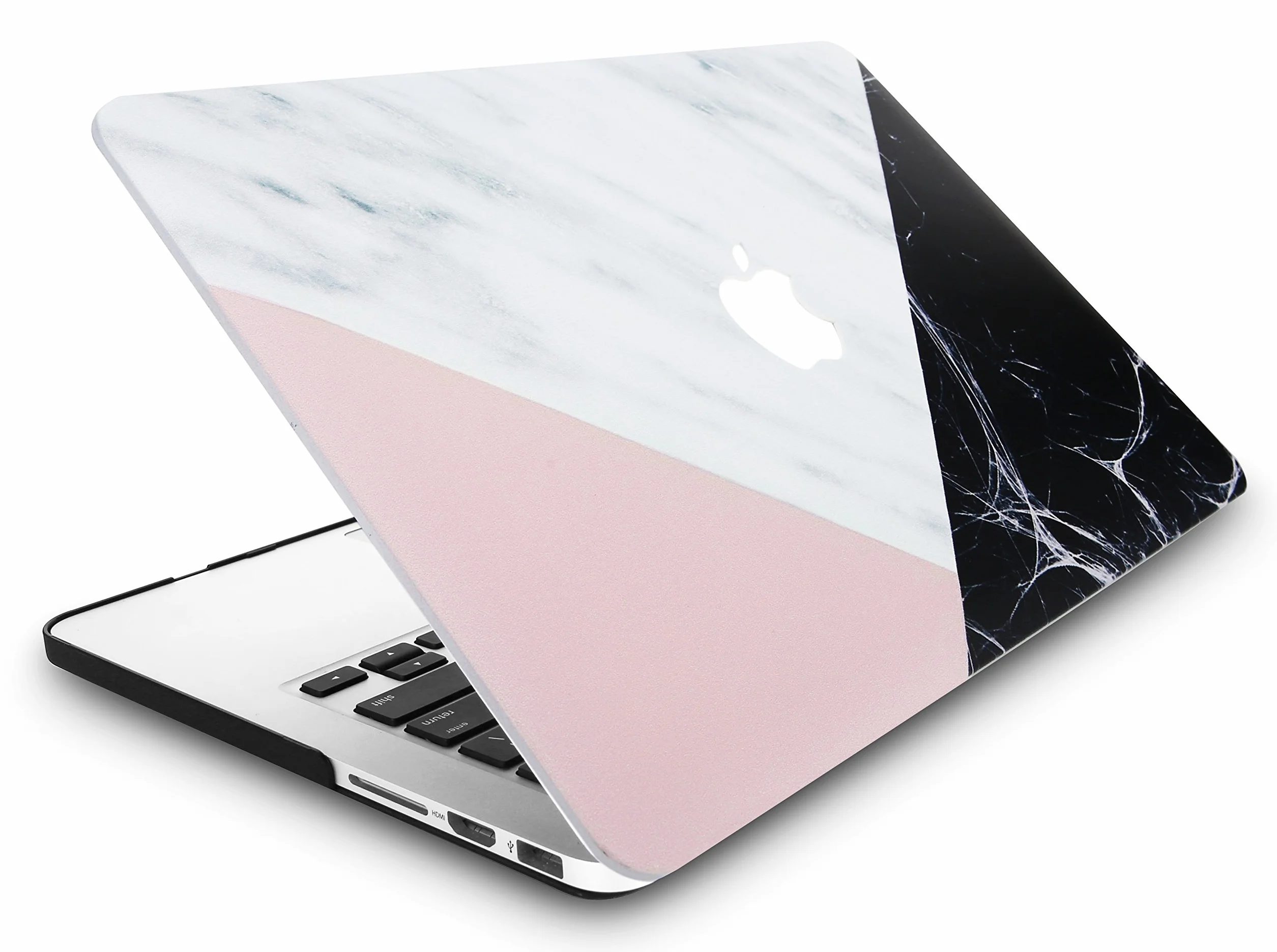KECC Etui do MacBook Air 13 cali etui ochronne Case Cover MacBook Air 13.3 etui {A1466/A1369} (marmur biały, różowy, czarny)