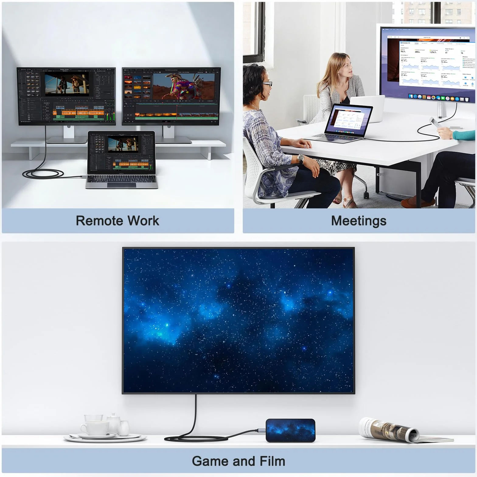 Mugust Kabel USB C na DisplayPort 1.4, 8K, 60 Hz, 30 Hz, 4K, 240 Hz, 144 Hz, HDR, VRR, Thunderbolt 4, 3, DP1.4, kabel kompatybilny z iPhone 17 MacBook Pro Air M2 Mac mini M4 iPad Pro Air 5 Surface Pro