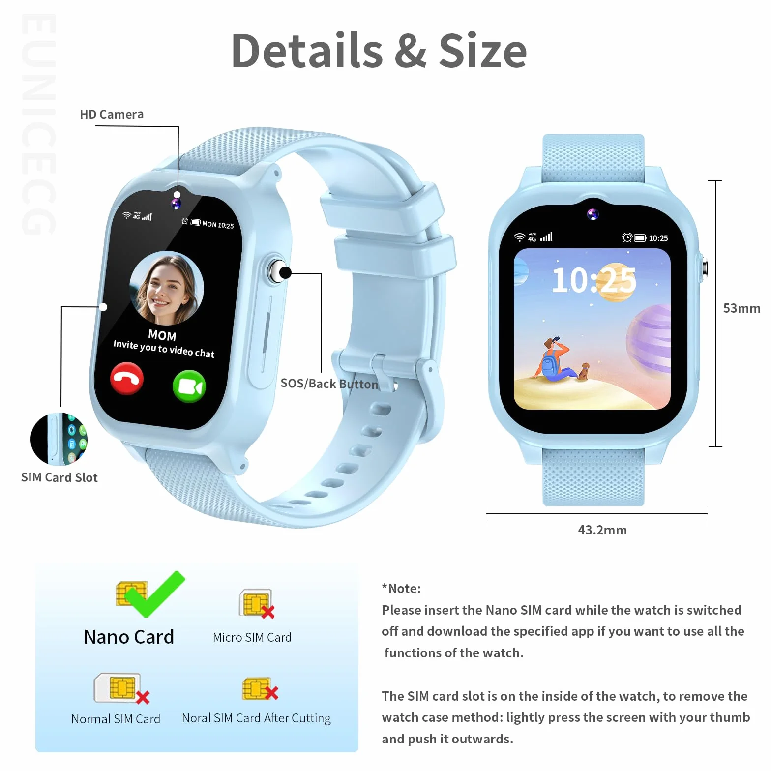 4G Smartwatch Dla Dzieci Chłopcy Dziewczynki Tracker GPS Telefon | SOS Rozwołanie Wideo Krokomierz Budzik Kalkulator Wodoodporne Cyfrowe Zegarek dla Dziecka Urodziny Prezenty