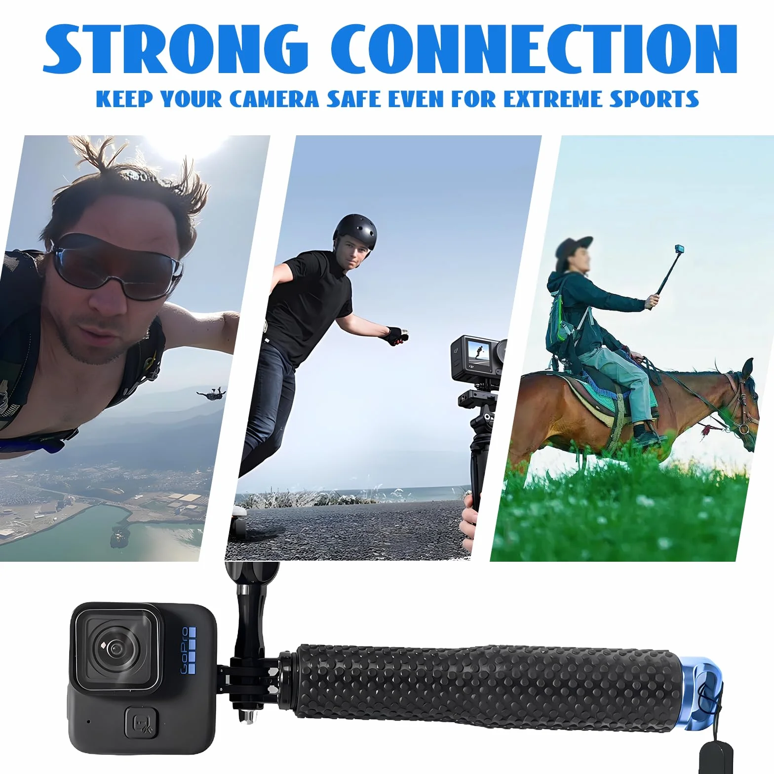 Wodoodporny wysuwany kij do selfie, aluminiowy uchwyt do GoPro 3+/4/3/2/5, 48.3 cm