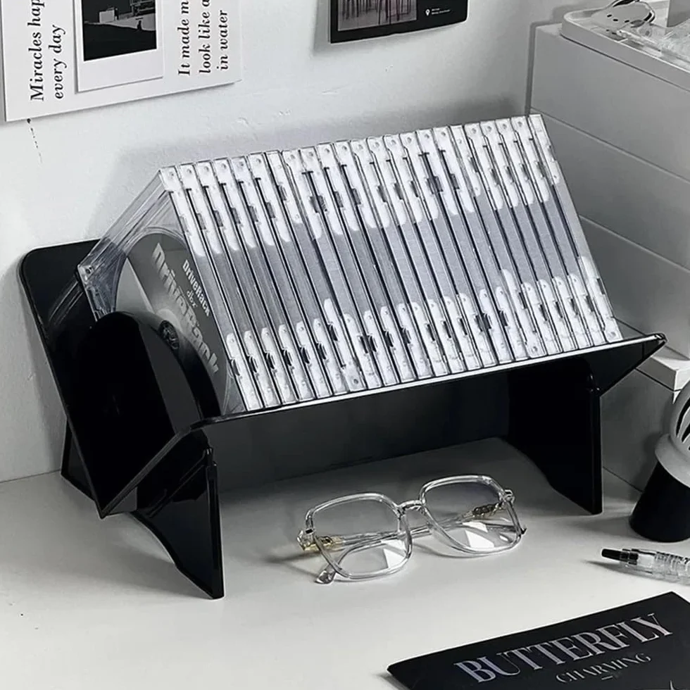 Stojak do przechowywania płyt CD Disc Storage Rack CD Album Record Display Stand Transparent Bookshelf Stojak na płyty(Transparent)