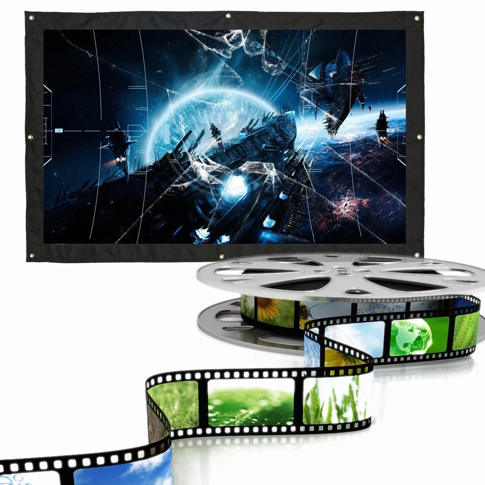 Ekran projekcyjny z rolką, ekran projekcyjny Richer-R 200 cali HD 16: 9 ekran do projektora kina domowego, przenośny, składany ekran z roletą do prezentacji, konferencji biznesowych