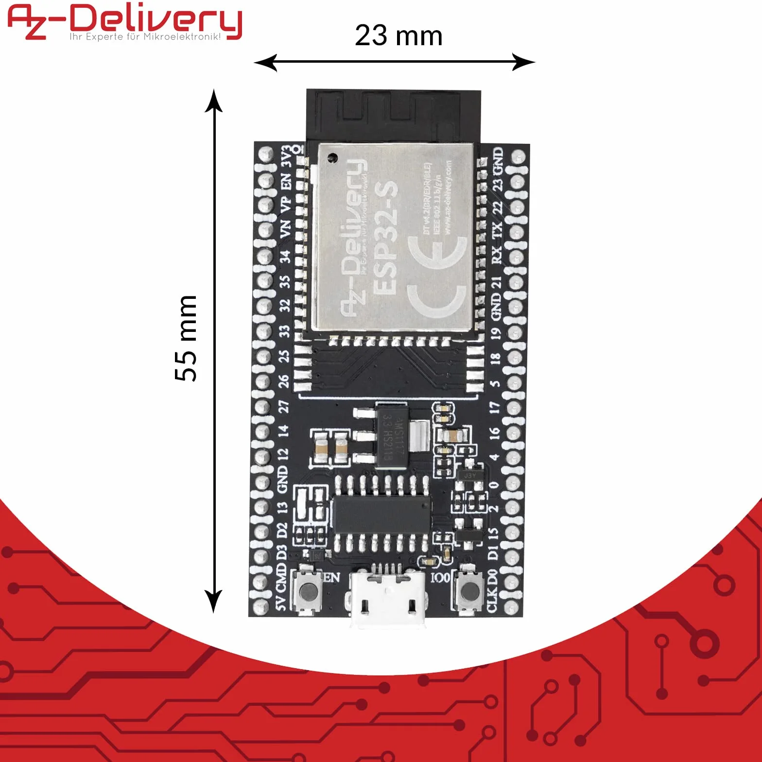 AZDelivery ESP32S Dev Kit C V4 NodeMCU WLAN WiFi Development Board kompatybilna z Arduino wraz z e-bookiem! (następca modułu ESP32S Dev Kit C V2)