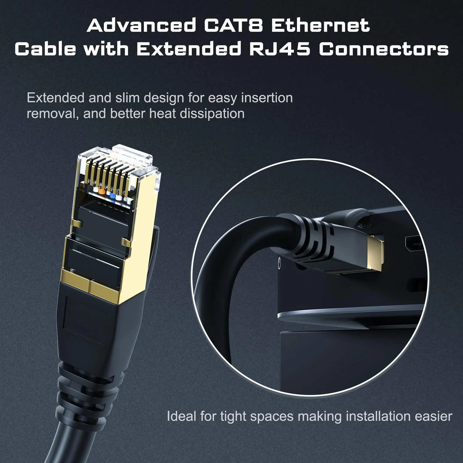 Cat8 kabel Ethernet do użytku wewnątrz i na zewnątrz, odporny na działanie promieni UV, wodoszczelny, bezpośredni montaż w ziemi (2000 MHz), ekranowany