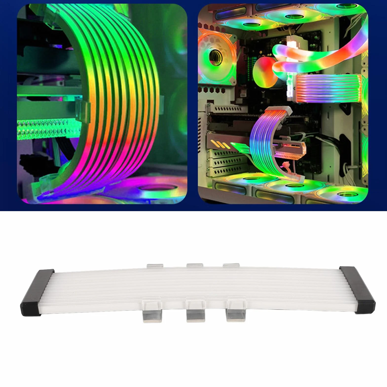 Kabel Zasilacza ARGB, Kabel ARGB PC do Przedłużacza Zasilania Płyty Głównej, 5V 3-pinowy, Zginany Silikonowy Przedłużacz Zasilania ARGB do Procesora (Szeroki X12 (dla kabla