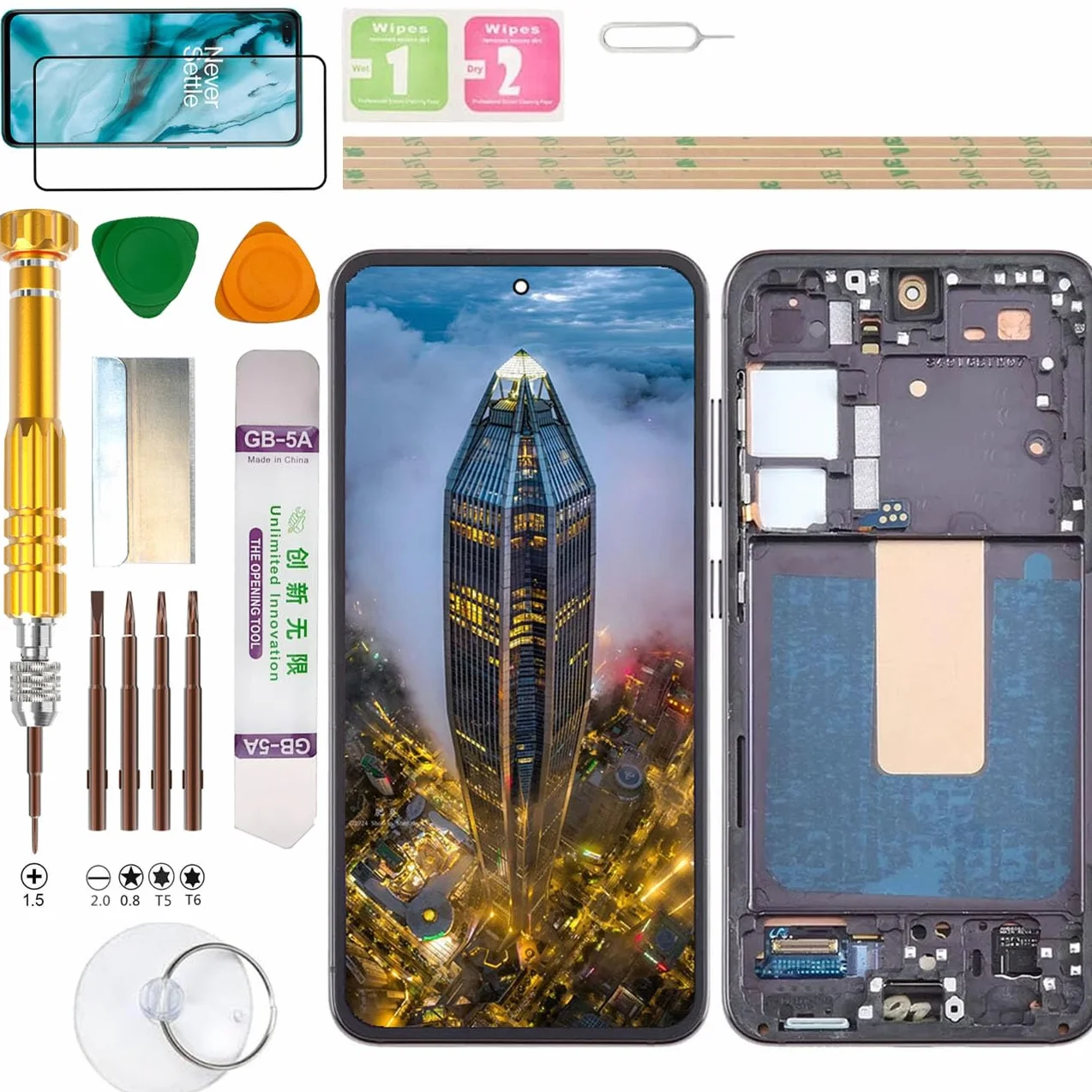 (bez odcisków palców) zestaw wyświetlacza LCD do Samsung Galaxy S23 SM-S911B/DS, S911B, S911U, S911U1, S911W, S911N, S9110, S911E (czarny)