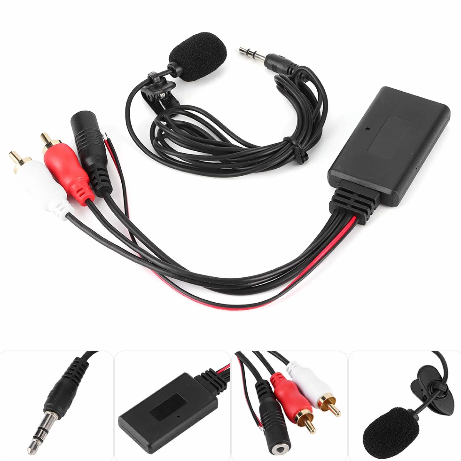 Moduł Bluetooth AUX 2 RCA adapter kablowy z mikrofonem głośnomówiącym do Alpine