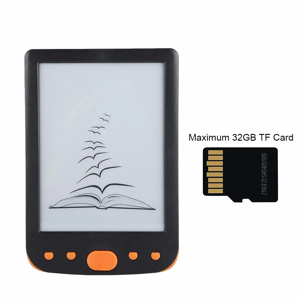 Czytnik e-booków, BK-6025L ​​E-ink Ink Ochrona ekranu przed zachlapaniem Książka cyfrowa do czytania(Pomarańczowy)