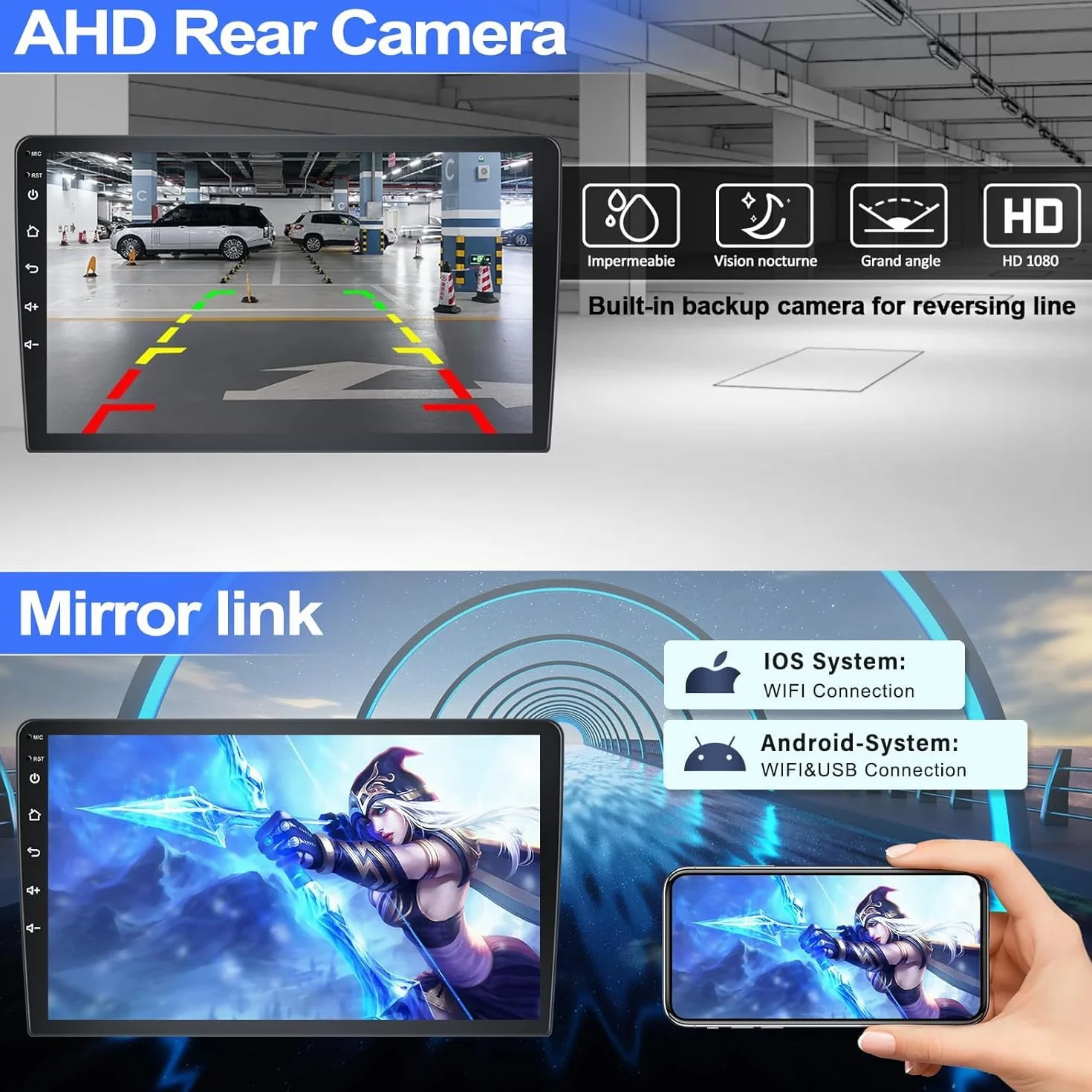 CAMECHO [2+64 GB] Android 15 CarPlay do Honda Civic VIII (2006–2011) radio samochodowe z nawigacją bezprzewodowym Android Auto ekranem dotykowym 9″ WiFi Bluetooth MirrorLink FM/RDS + kamera cofania