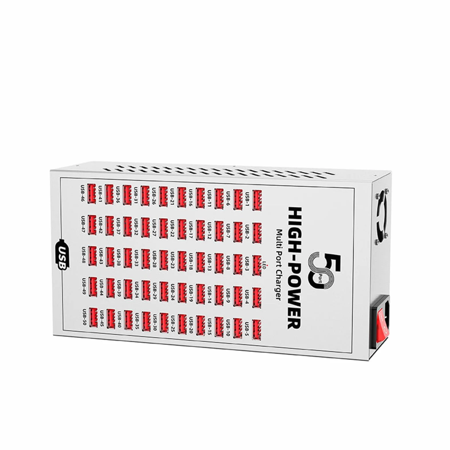 Cryfokt Wieloportowa Stacja ładująca USB, Wydajna Dystrybucja Mocy, Szybkie ładowanie w Domowym Biurze, Metalowa Obudowa i Wentylator dla Wielu urządzeń (Wtyczka UE 220-250 V)
