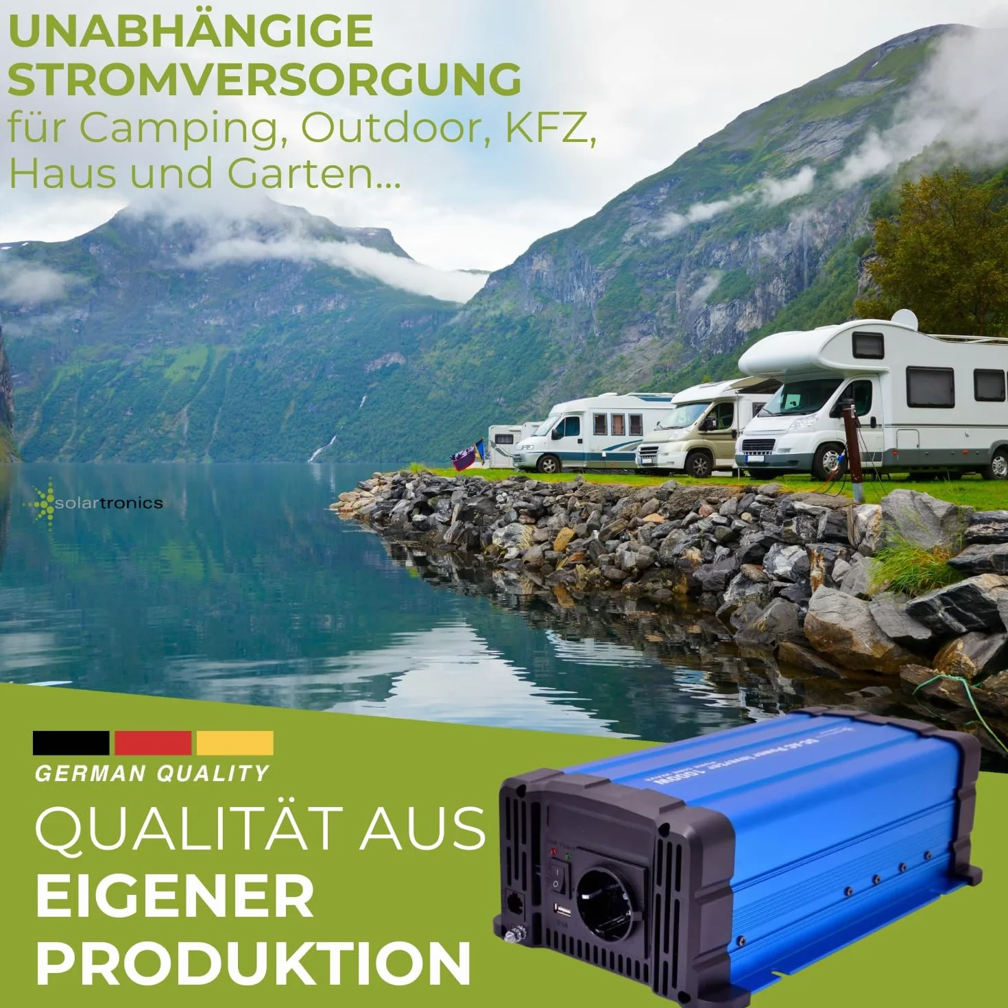 solartronics Przetwornica napięcia FS1000DR 12 V 1000 W czysty sinus niebieski inwerter