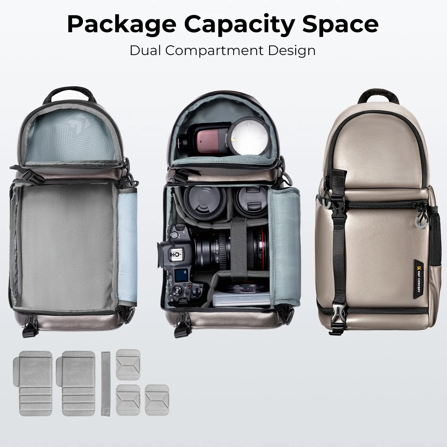 K&F Concept Torba na aparat, torba crossbody, wodoodporny plecak na ramię, DSLR/SLR, etui na aparat bezlusterkowy, torby fotograficzne z uchwytem na statyw kompatybilne z