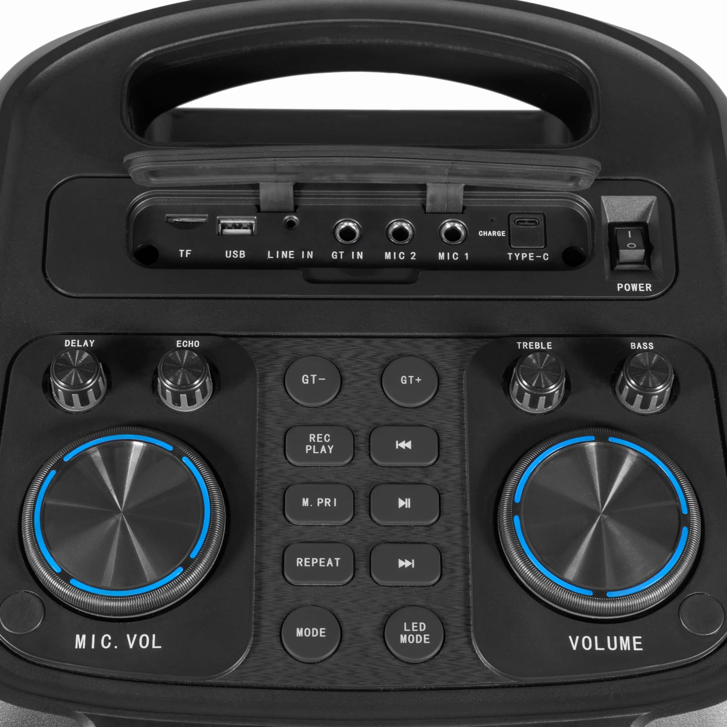BoomToneDJ BOOMaster 900 - przenośny głośnik aktywny 900 W z efektami świetlnymi, Bluetooth 5.0, TWS, USB/SD, akumulatorem, kółkami i uchwytem.