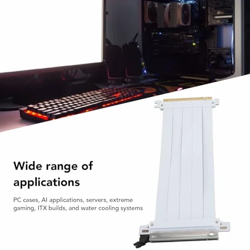 Kabel Pionowy PCIE 5.0 X16, Karta Graficzna PCIE 5.0 X16 o Szybkości 128 Gb/s, Elastyczny Kabel Przedłużający do Pionowego Montażu Karty Graficznej, Kompatybilny z