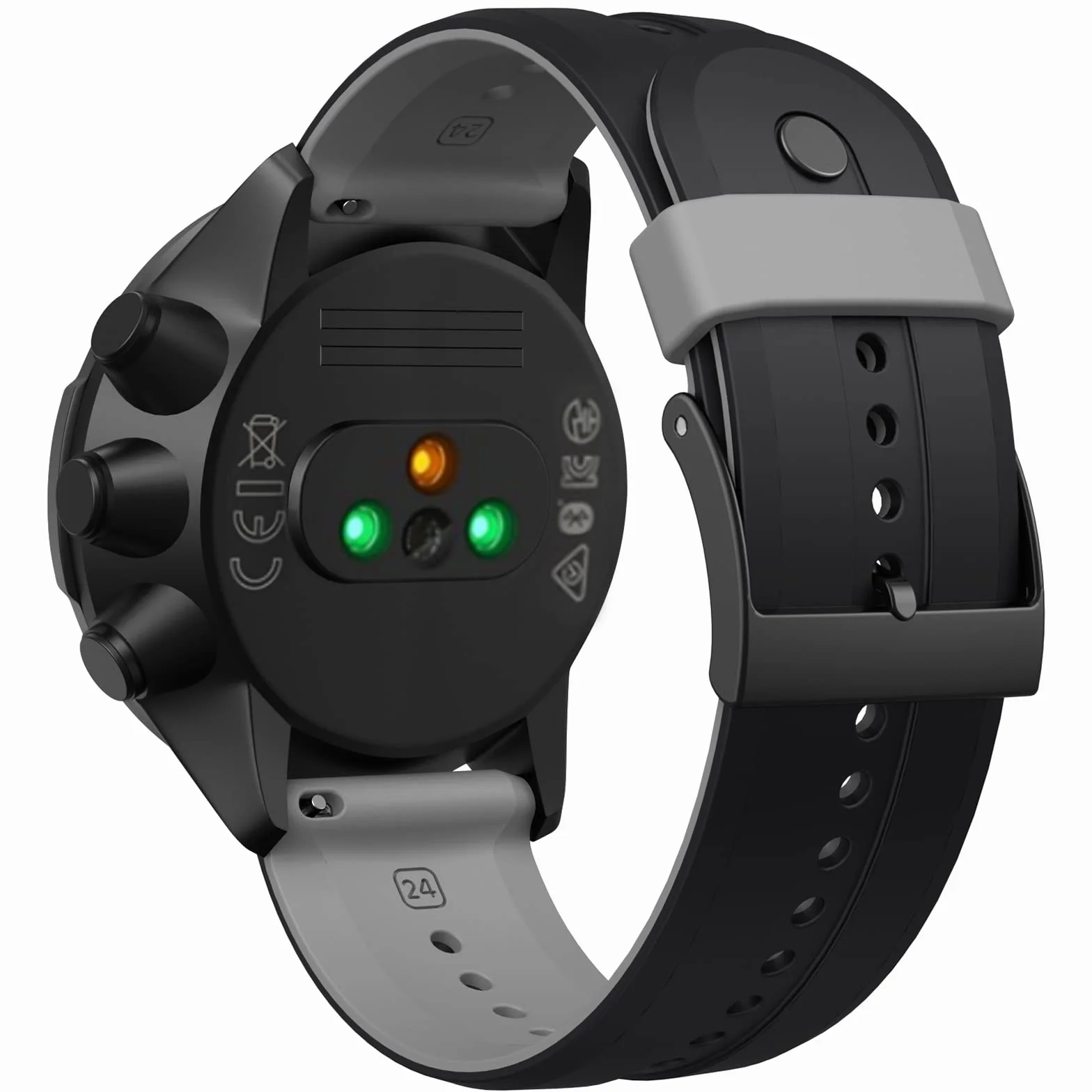 Bransoletka 24 mm, kompatybilna z Suunto 9 / Suunto 9 Baro, silikonowa, sportowa bransoletka zamienna do Suunto 7 / Suunto D5 / Spartan Sport Wrist HR z metalowym zatrzaskiem i pierścieniem