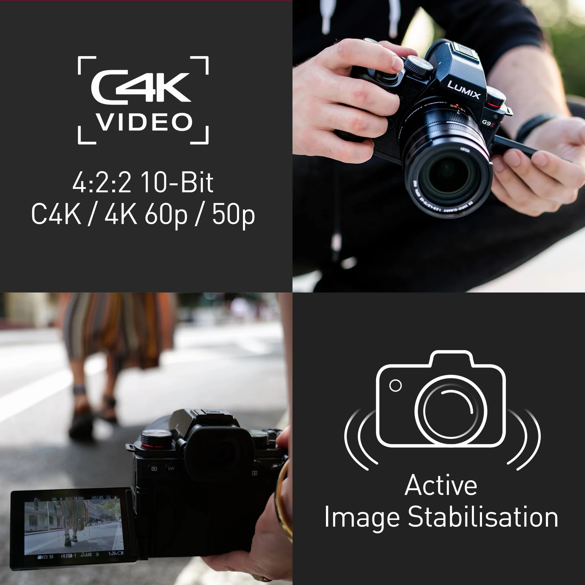 Panasonic DC-G9M2M Lumix bezlusterkowy aparat cyfrowy + obiektyw H-FS12060 12–60mm, F3.5–5.6 (Live MOS 25.2MP, fazowy hybrydowy AF, Dual I.S. 2), czarny