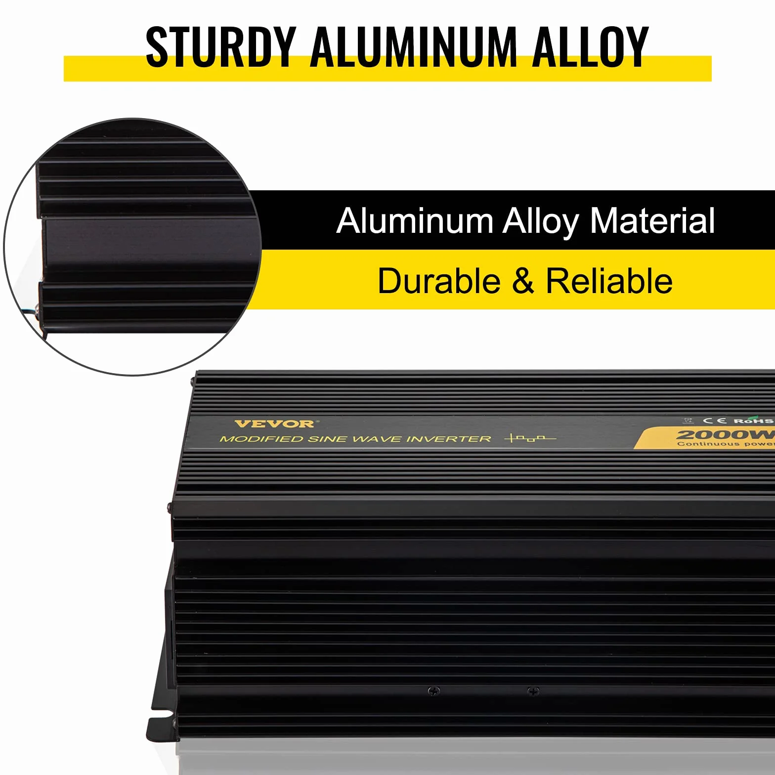 VEVOR Przetwornica fali sinusoidalnej o modyfikowanym napięciu z 24 V DC na 240 V AC Transformator ze zmianą mocy 2000 W na 4000 W, falownik ze zmienioną falą z wyświetlaczem LCD, pilot LCD
