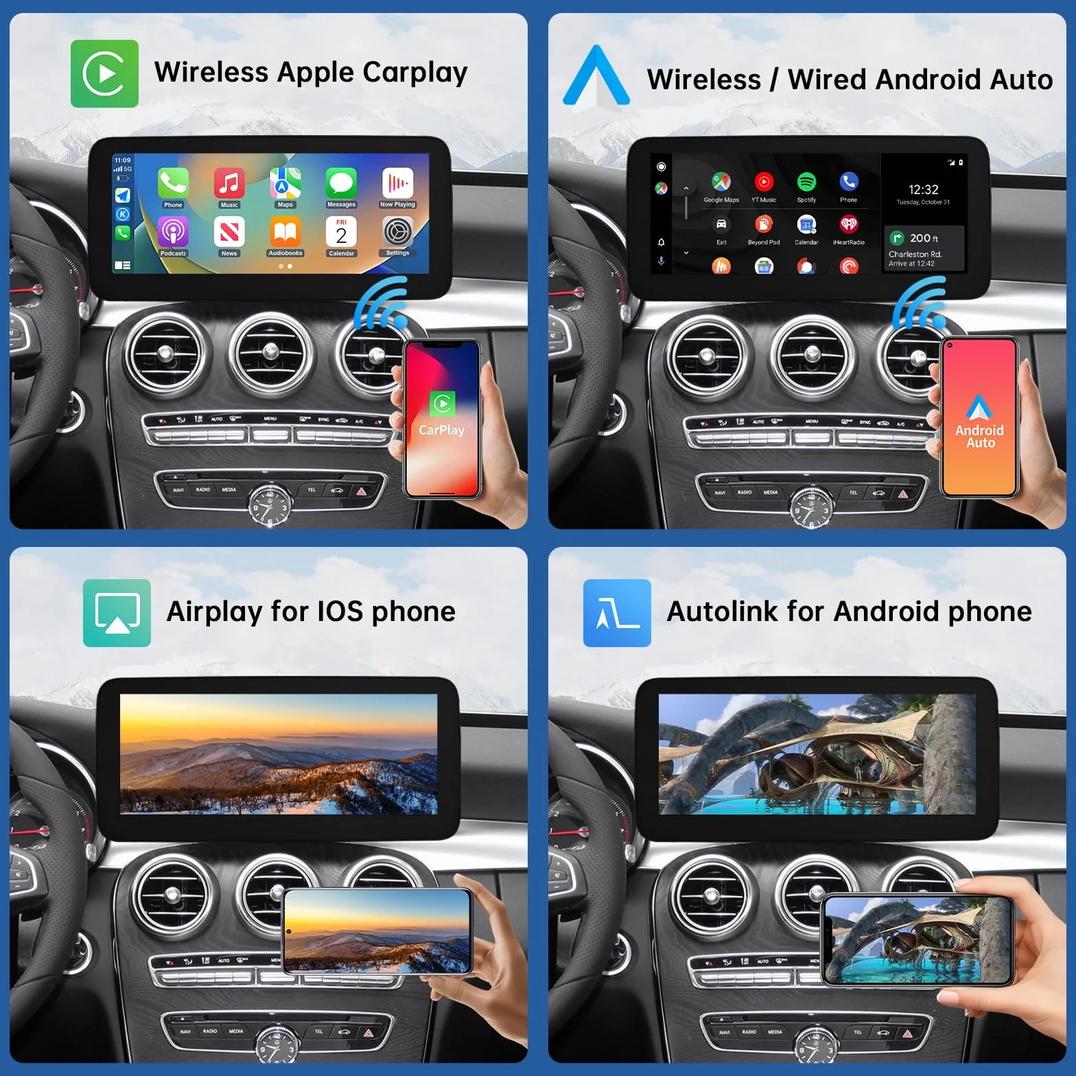 Road Top Radio samochodowe 12,3 cala Draadloze CarPlay Android Auto Touch Screen voor Mercedes Benz C GLC V Klasse W205 W447 2016-2018 Jaar met NTG5.0, Ondersteuning Mirrorlink | W205 W447 z NTG5.0/5.1/5.2 (2016-2018), ekran dotykowy Linux z ultrawąskim,