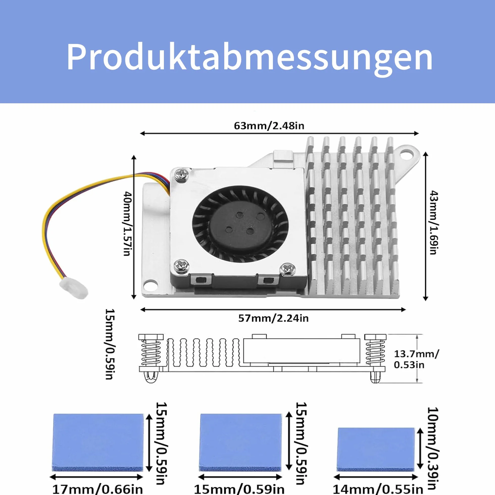 Aktywny wentylator chłodzący, Active Cooler do RasPi 5, aktywny wentylator, aluminiowy radiator, z wentylatorem sterowanym temperaturą, radiator, kompatybilny z RasPi 5