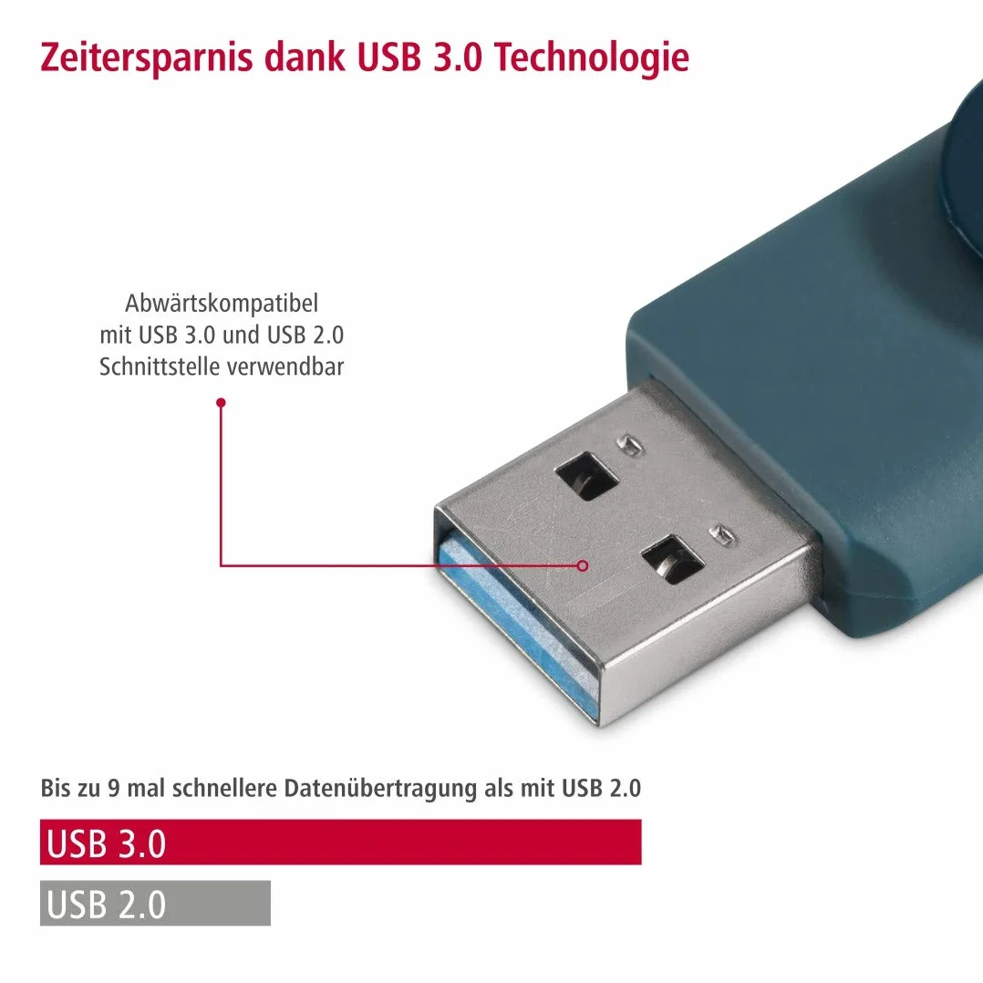 Hama Pamięć USB A 3.0 pendrive 256 GB 90 MB/s (dysk flash, metalowy, duża pojemność, szybki, memory stick) niebieski