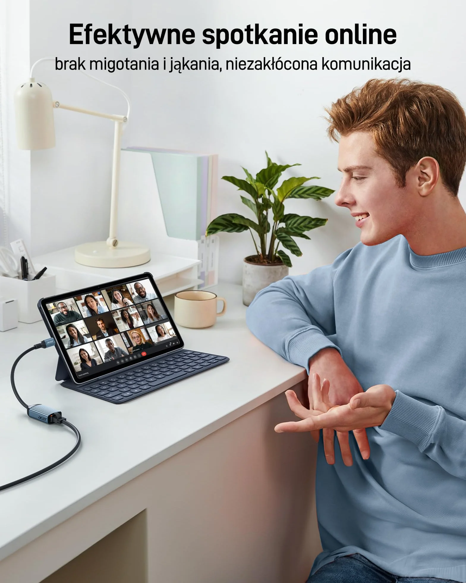 acer Przejściówka USB C na Ethernet, Przejściówka RJ45 na USB Type-C Ethernet bez sterowników, aluminiowa przejściówka LAN 1Gbps do MacBooka Pro/Air, iPada Pro, iPhone'a 16 Pro/Max, Dell XPS (Szara)