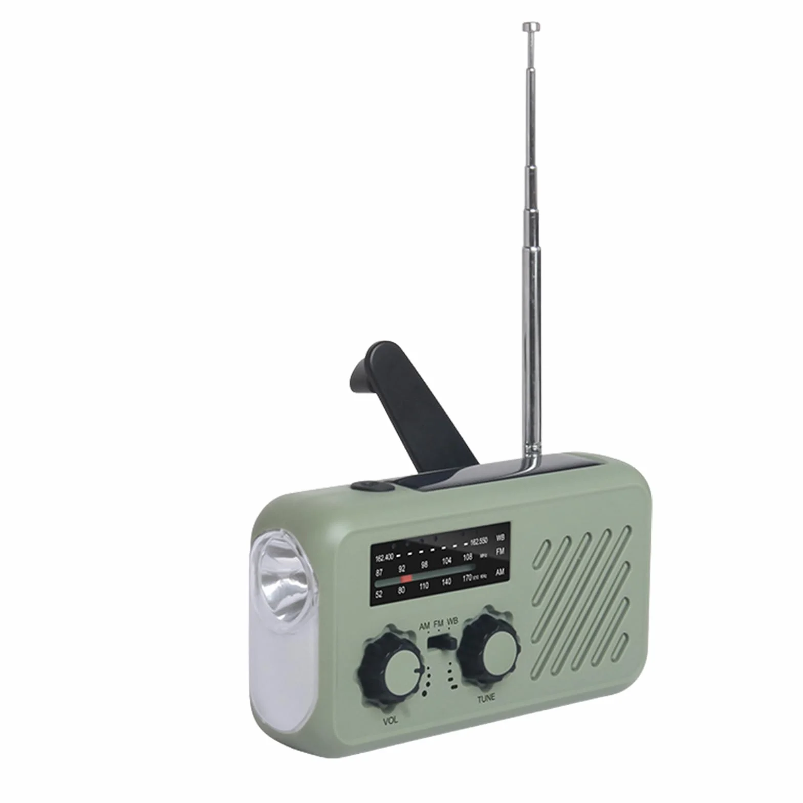 Fyearfly radio korbowe 2000mAh z dynamo, radio awaryjne ładowane solarnie, powerbank USB, radio AM/FM z alarmem SOS, światło LED do kempingu na zewnątrz