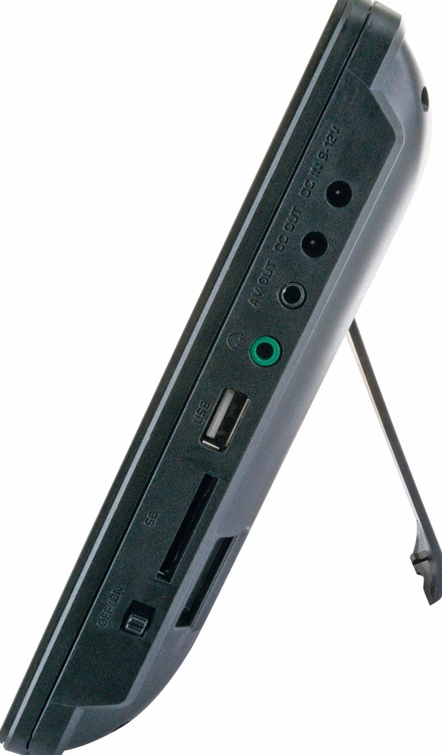 SCHWAIGER 716474 Przenośny odtwarzacz DVD 2 ekrany Przenośny odtwarzacz wideo Akumulator Pilot zdalnego sterowania Gniazdo SD Złącze USB Stojak samochodowy z materiałem montażowym