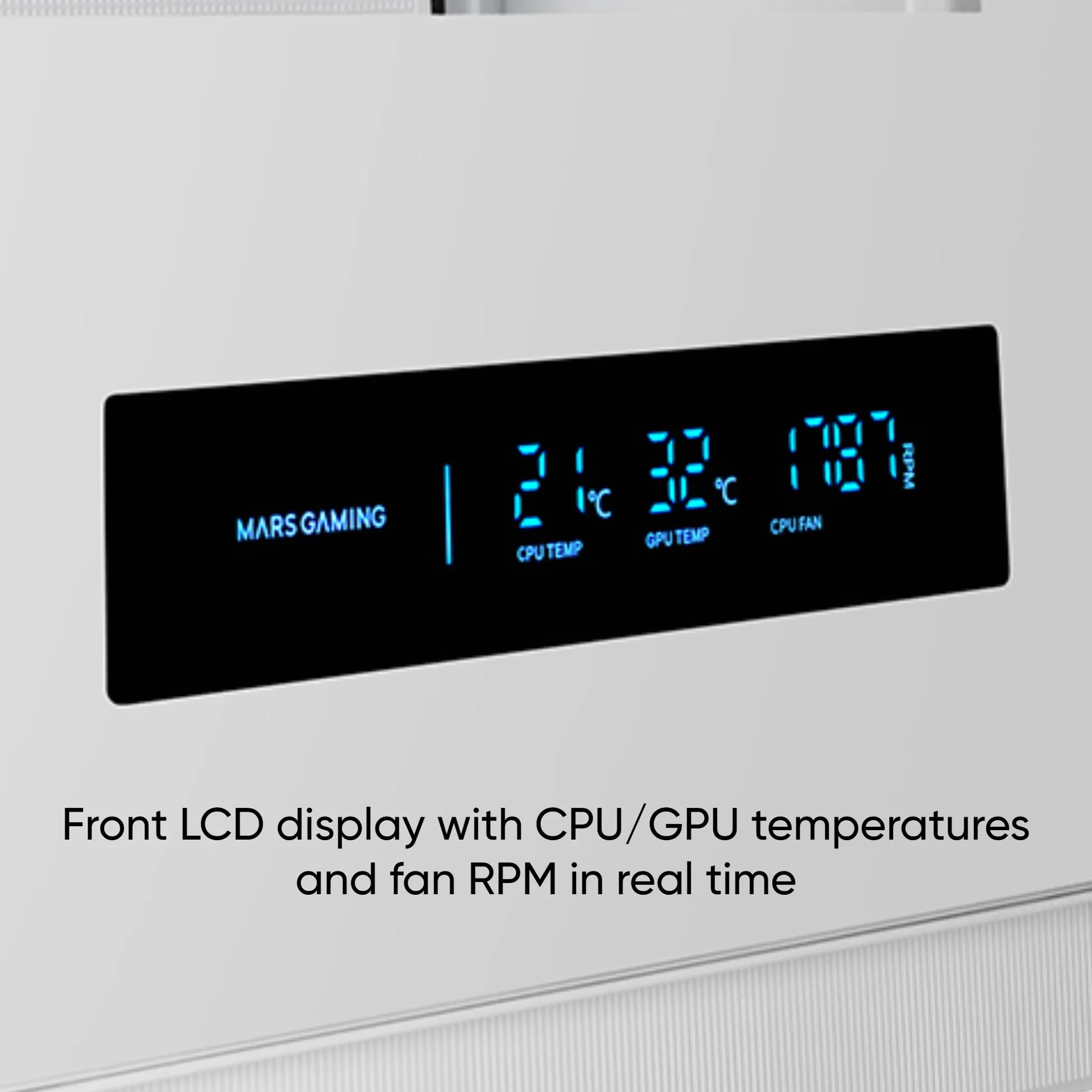 Mars Gaming MC-PULSAR, Obudowa Gaming ATX, Przedni Wyświetlacz LCD w Czasie Rzeczywistym, Podwójne Szkło Hartowane z Przodu i z Boku, System Okablowania CABLEHATCH, Chłodzenie Cieczą do 240mm, Biały
