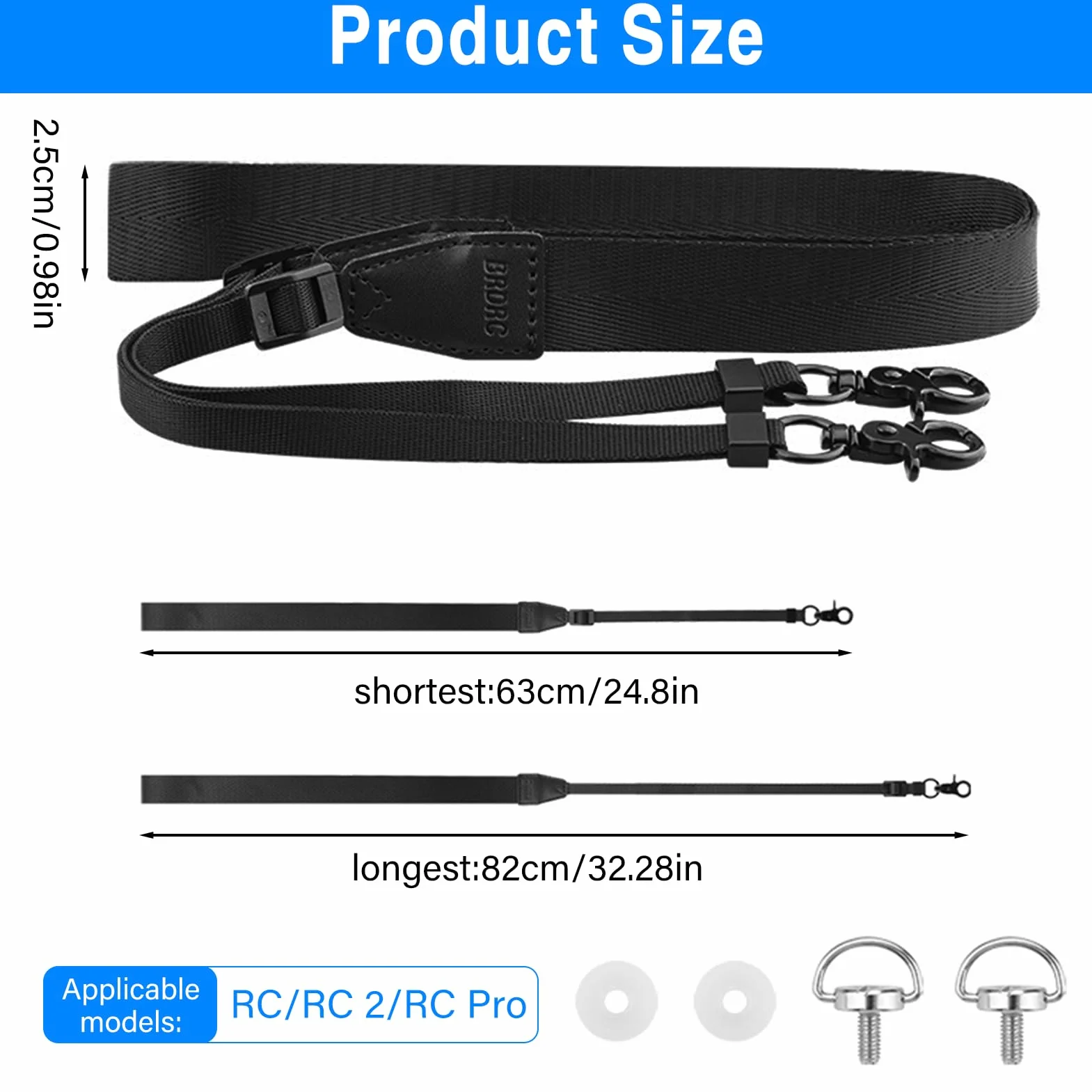 DJI Pasek kontrolera do smyczy RC/RC 2 Mini 3 Pro Mini 4 Pro nylonowy pleciony czarny