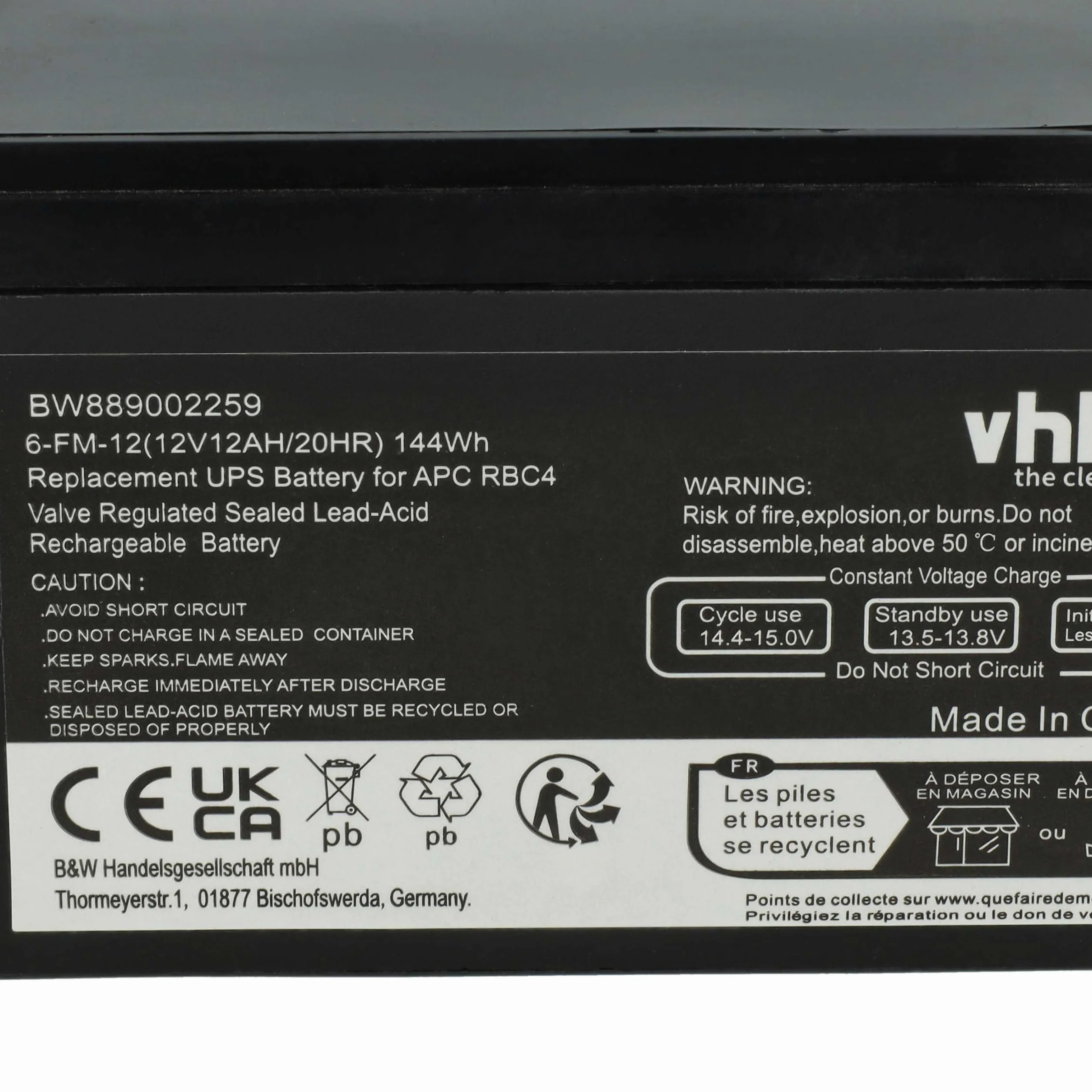 vhbw 2 x akumulator kompatybilny z APC Back-UPS, BE750BBX450, BE750BB USV (12 Ah, 12 V, AGM)