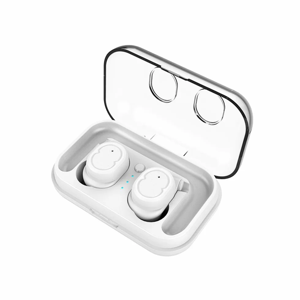 Słuchawki stereofoniczne Bluetooth, bezprzewodowe słuchawki douszne, Bluetooth 5.0, zestaw słuchawkowy z baterią, sportowy IPX5, wodoszczelny mikrofon do iPhone'a Android, Sport, biały