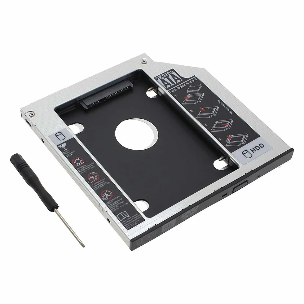 RGBS 9,5 mm SATA na SATA 2. HDD HD dysk twardy Caddy etui do ASUS ACER HP Dell Benq Sony uniwersalny laptop CD/DVD-ROM optyczna wnęka