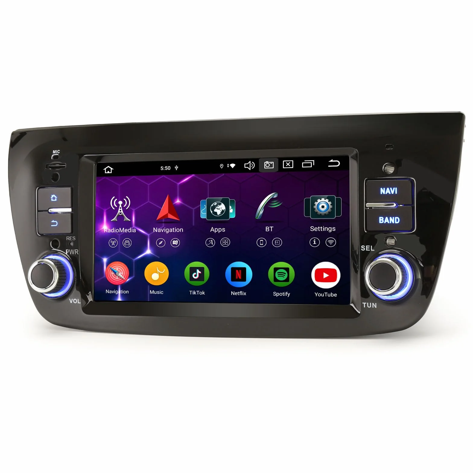 Erisin Radio samochodowe z systemem Android 14 z nawigacją GPS do FIAT Doblo, Opel Combo Tour D, obsługuje bezprzewodowe CarPlay Android Auto Bluetooth 5.0, WiFi 4G DAB+, USB FM RDS OBD2, DTV, Canbus