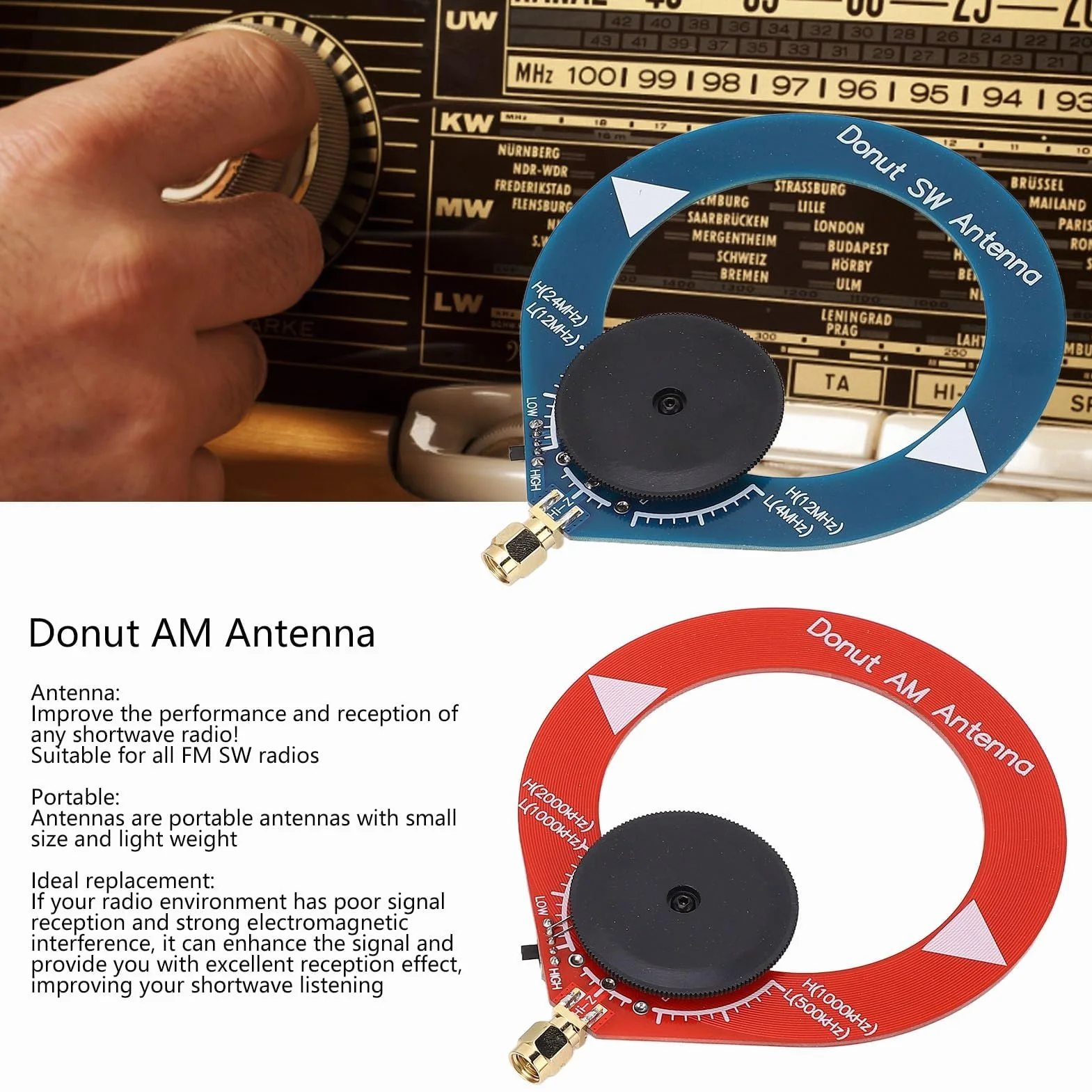Portable Donut AM Antenna PCB Mini Loop Antenna for Shortwave Radio MW SW