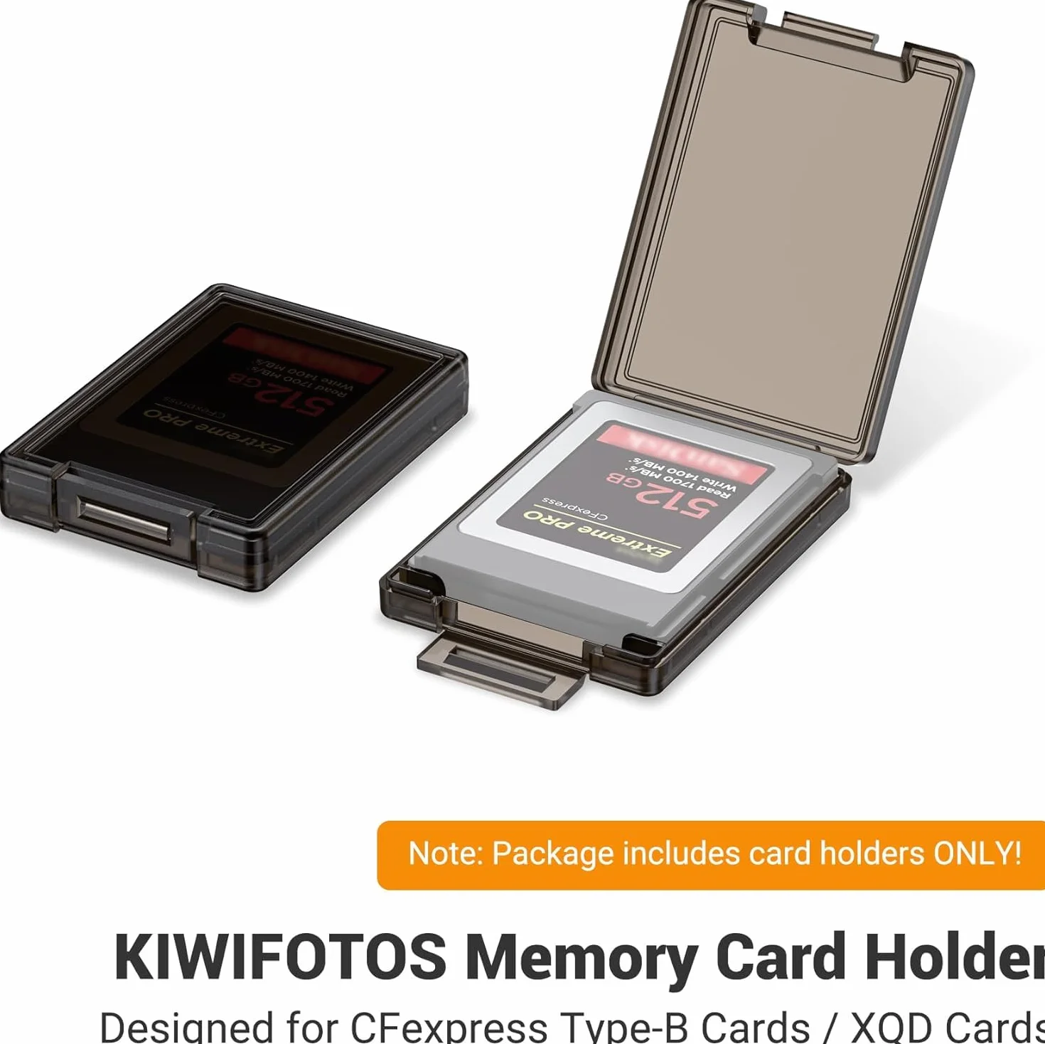 KIWIFOTOS 12 sztuk CFexpress Type-B/XQD etui na karty pamięci półprzezroczyste czarne plastikowe etui do przechowywania CFB odporne na wstrząsy etui na karty