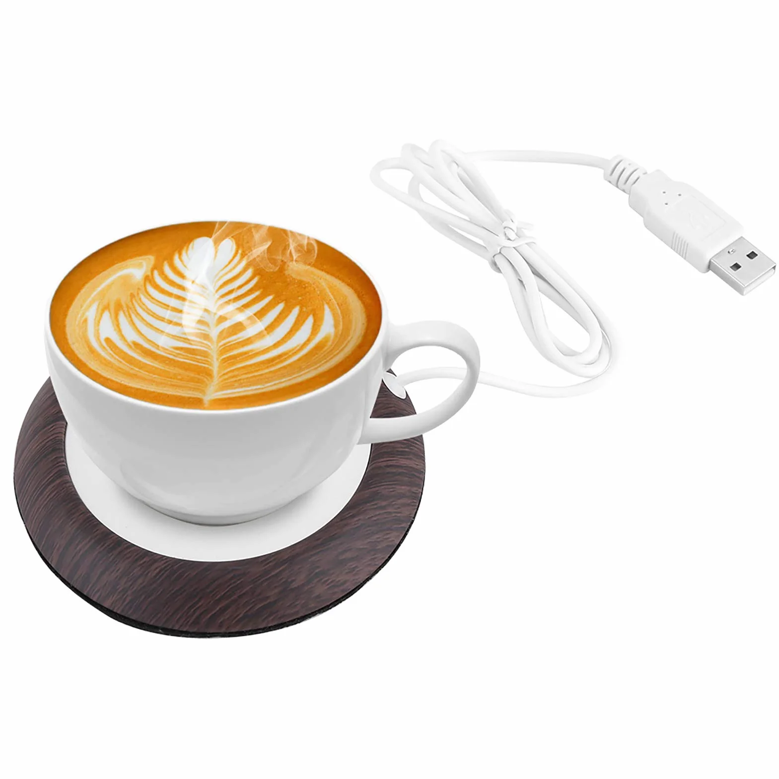 Podgrzewacz do Filiżanek USB Wood Grain 80℃ Przenośna Poduszka Grzewcza do Kubków
