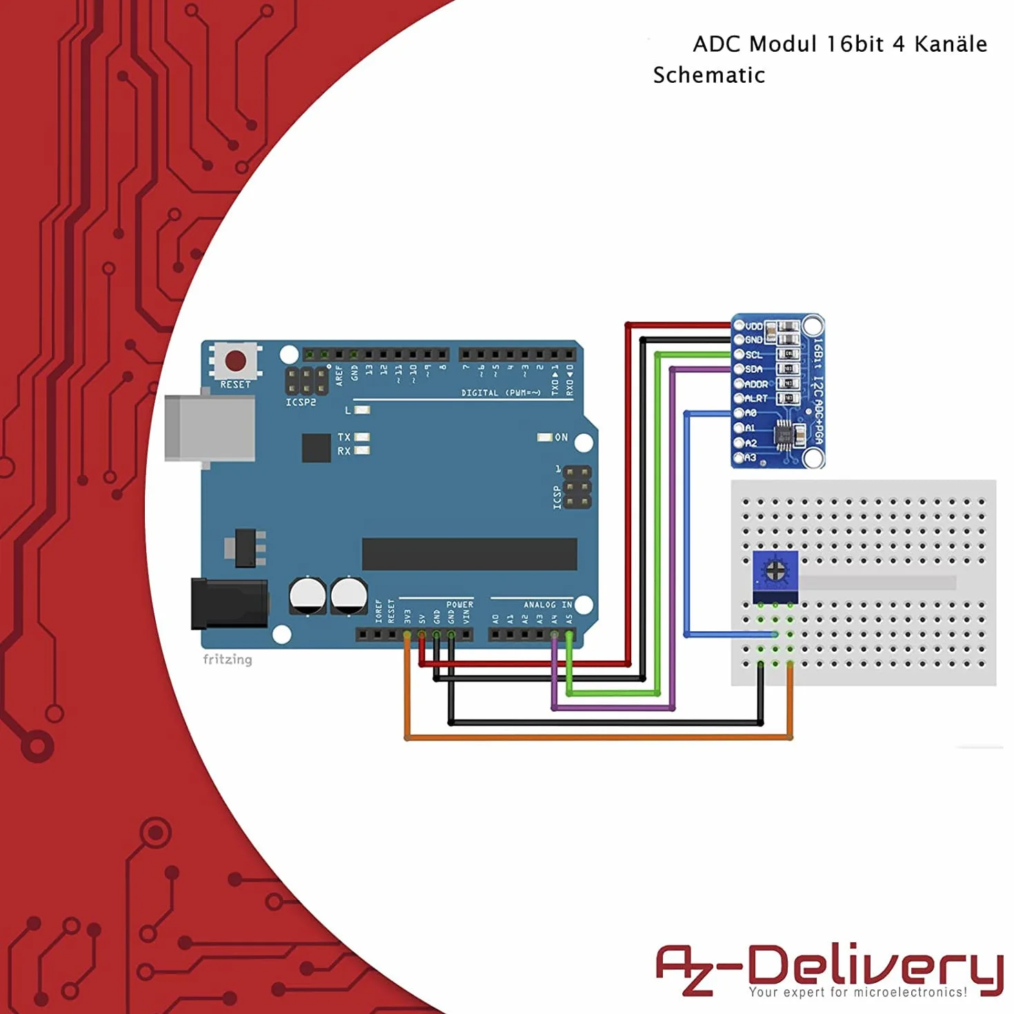 AZDelivery 3 x Compatible with ADS1115 ADC moduł 16bit 4 kanały kompatybilne z Arduino i Raspberry Pi z e-Book!