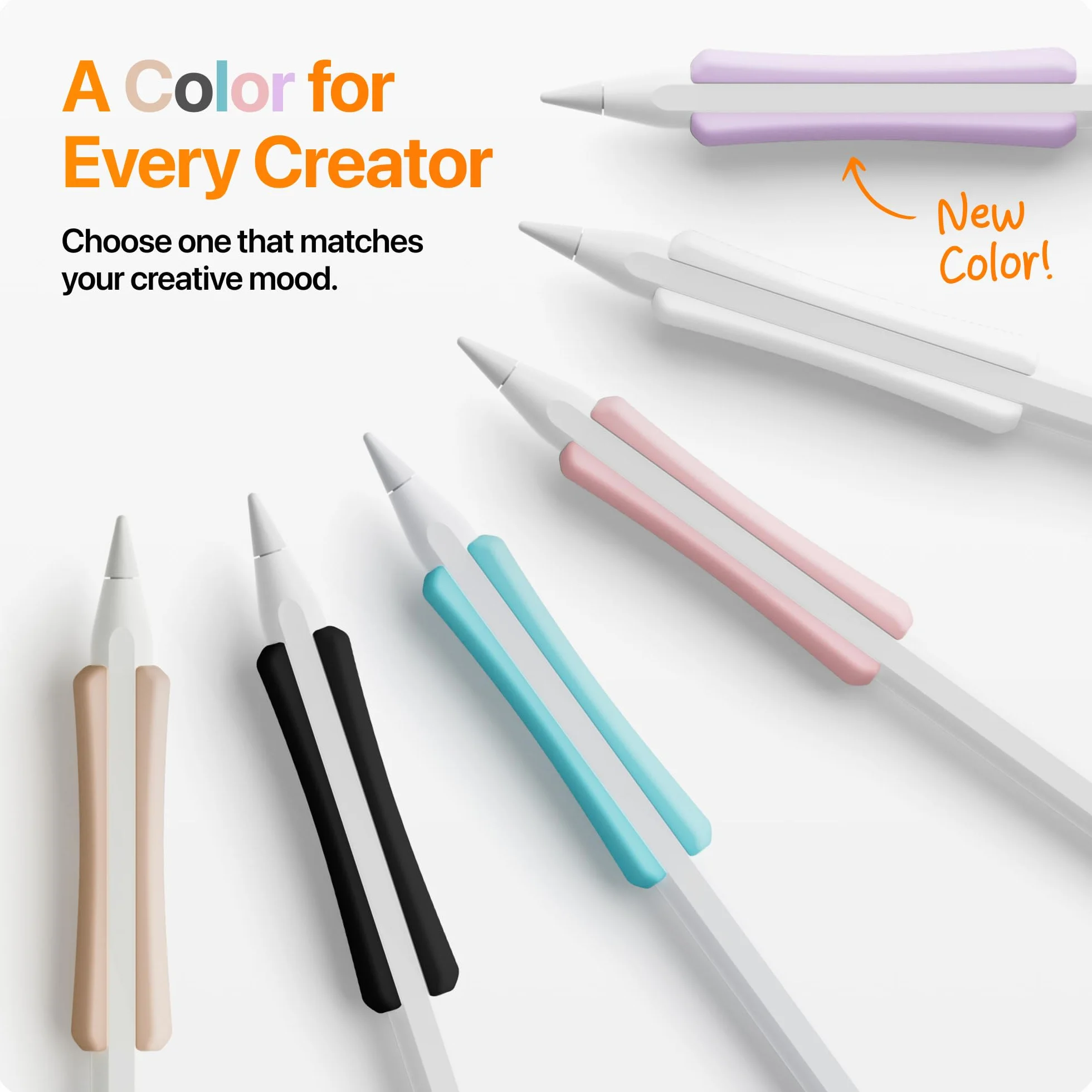 NimbleGrip 2 Ergonomiczny uchwyt premium, kompatybilny z Apple Pencil 2 i Apple Pencil USB-C (otwarta strona, lawenda)