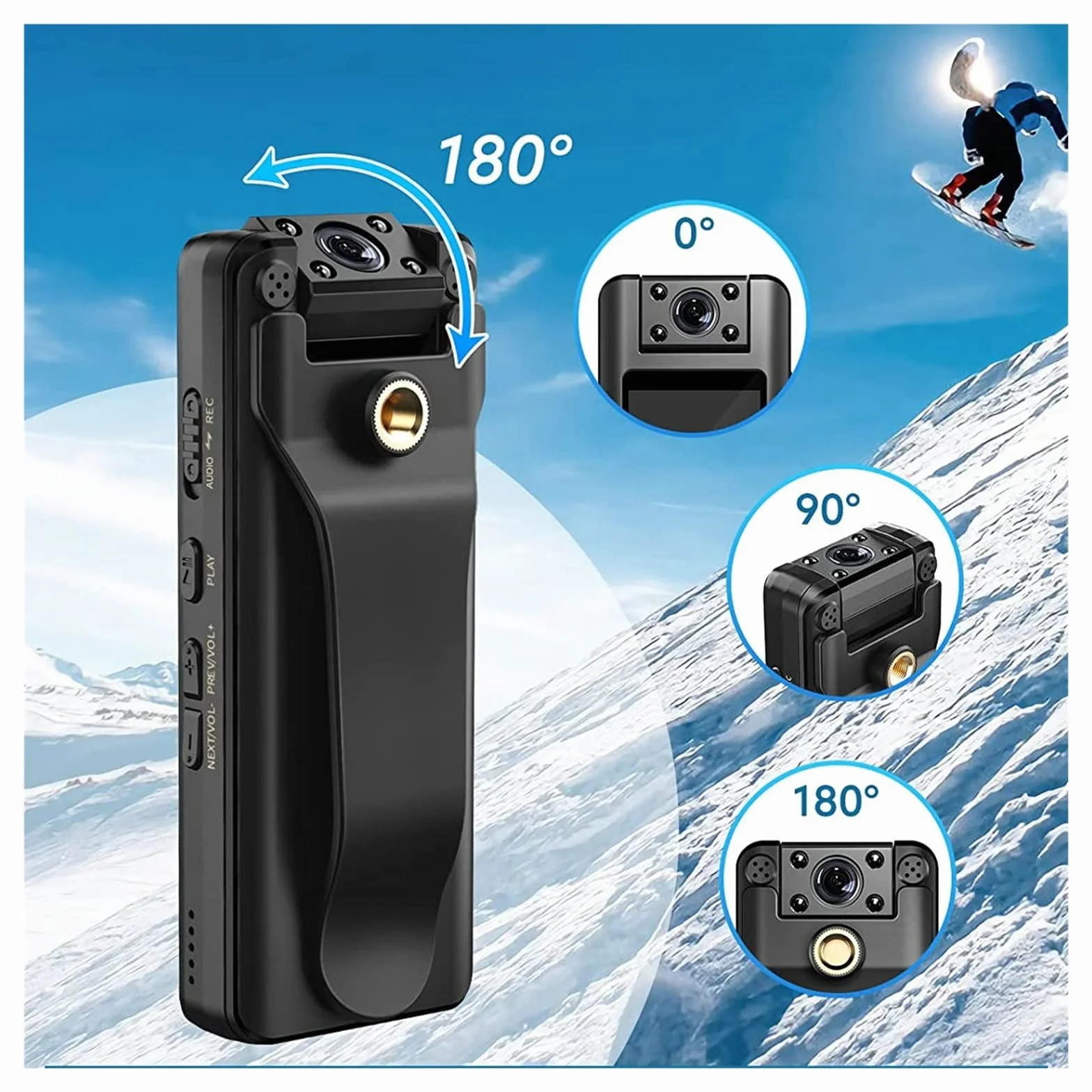 Full HD 1080P Sport DV Night Vision 2200mAh Wykrywanie Ruchu Kamera Na Ciało Ekran LCD Mini Kamera Kamera Policyjna Kamera Rowerowa Przejrzystość Precyzja(8GB Memory)