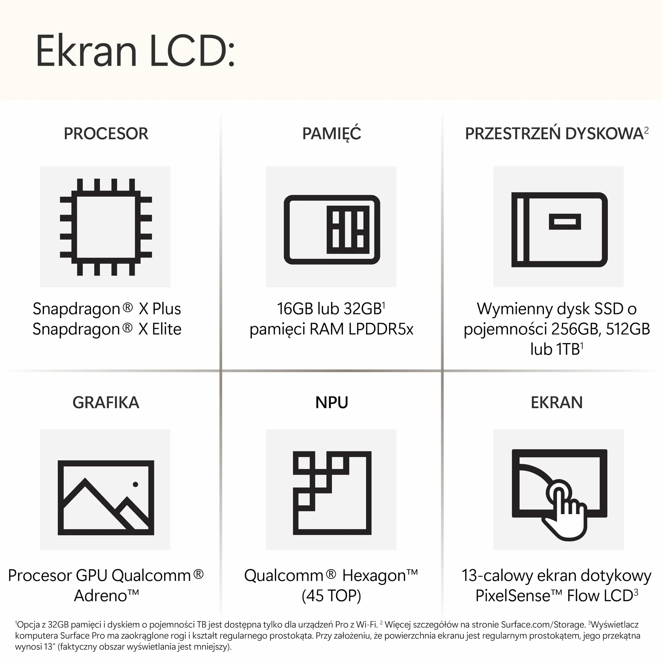 Microsoft Surface Pro | Copilot+ PC | 13-calowy ekran dotykowy | Snapdragon® X Plus (10 rdzeni) | 16 GB pamięci RAM | 256 GB SSD | najnowszy model, 11. edycja | platyna
